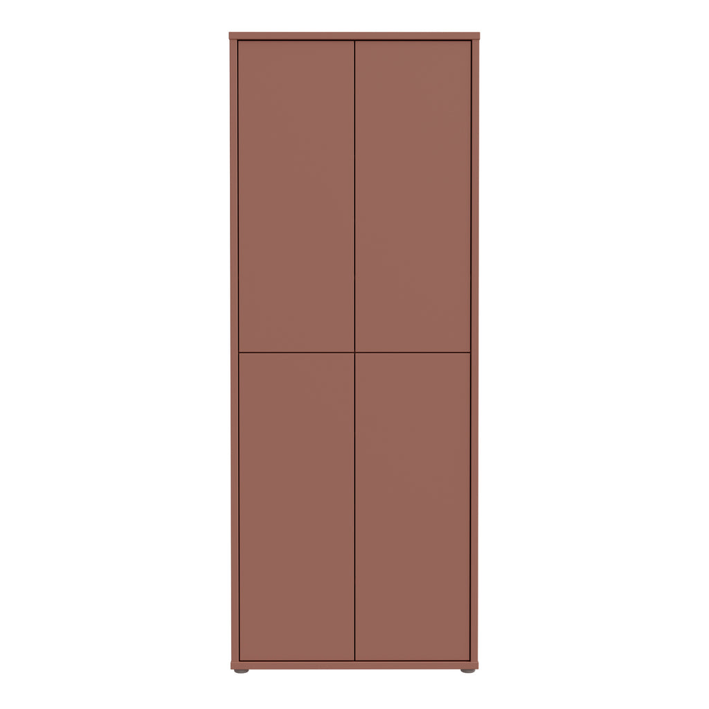 Alice Springs Tall Shoe Cabinet with 4 Doors Push-to-Open in Terracotta