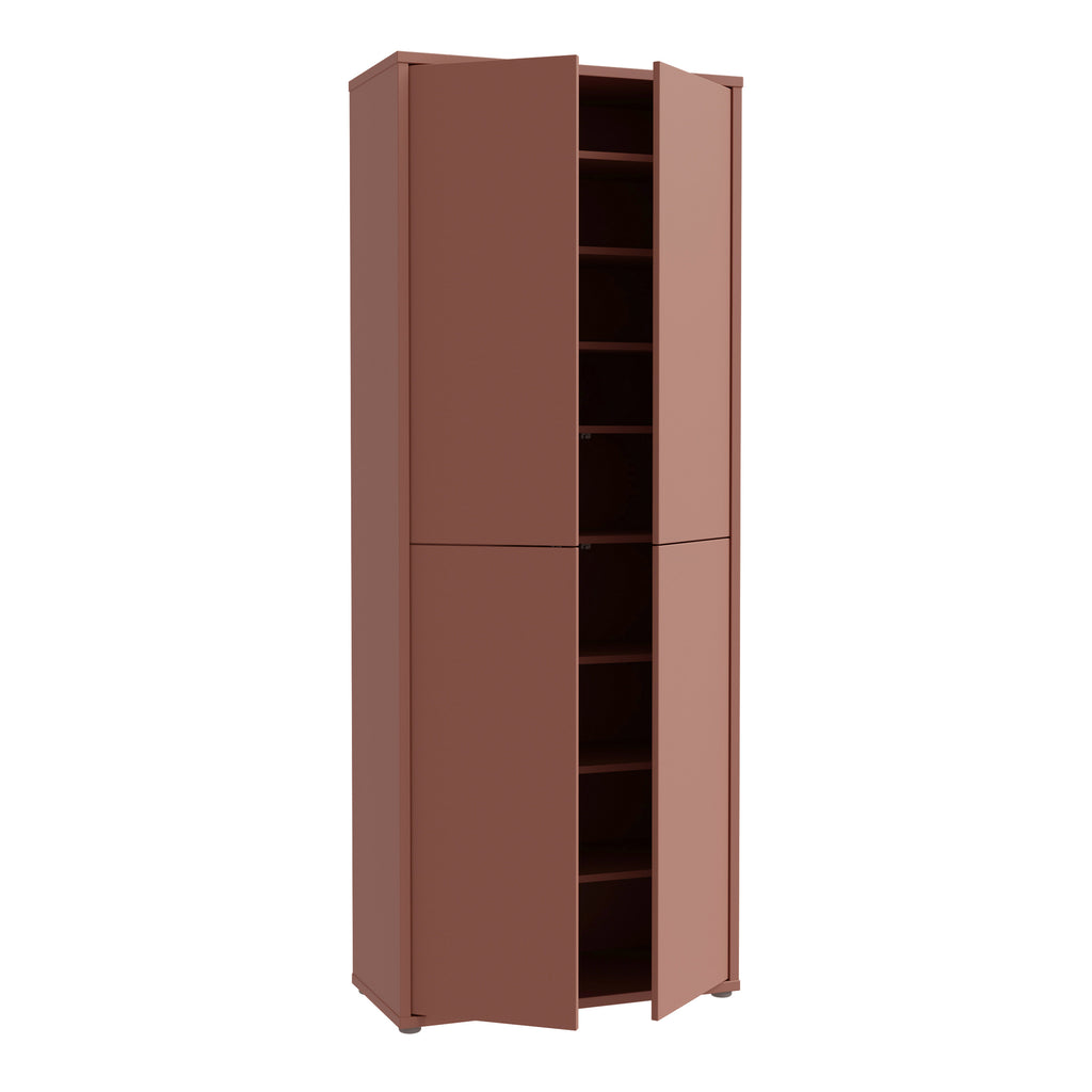 Alice Springs Tall Shoe Cabinet with 4 Doors Push-to-Open in Terracotta
