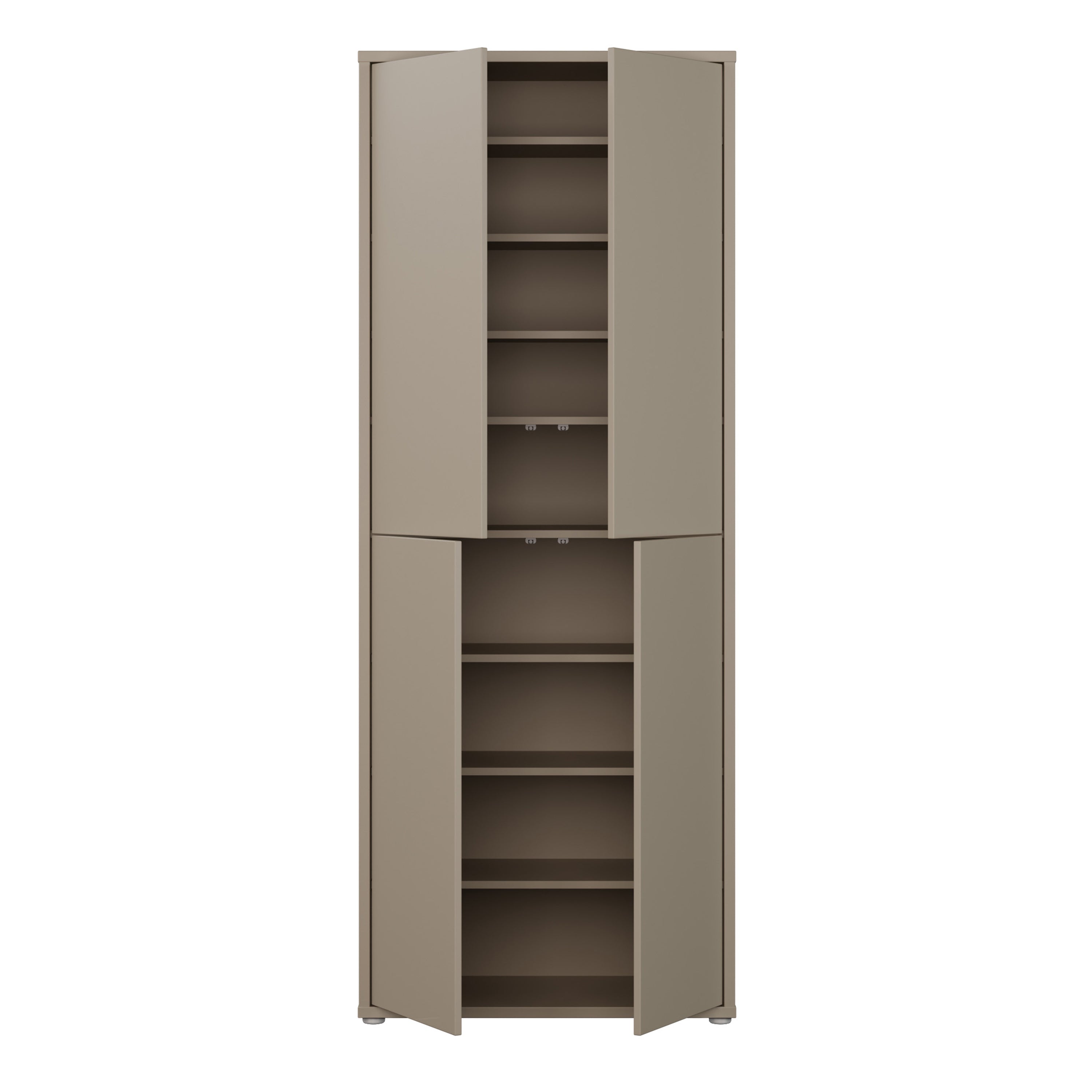 Alice Springs Tall Shoe Cabinet with 4 Doors Push-to-Open in Taupe