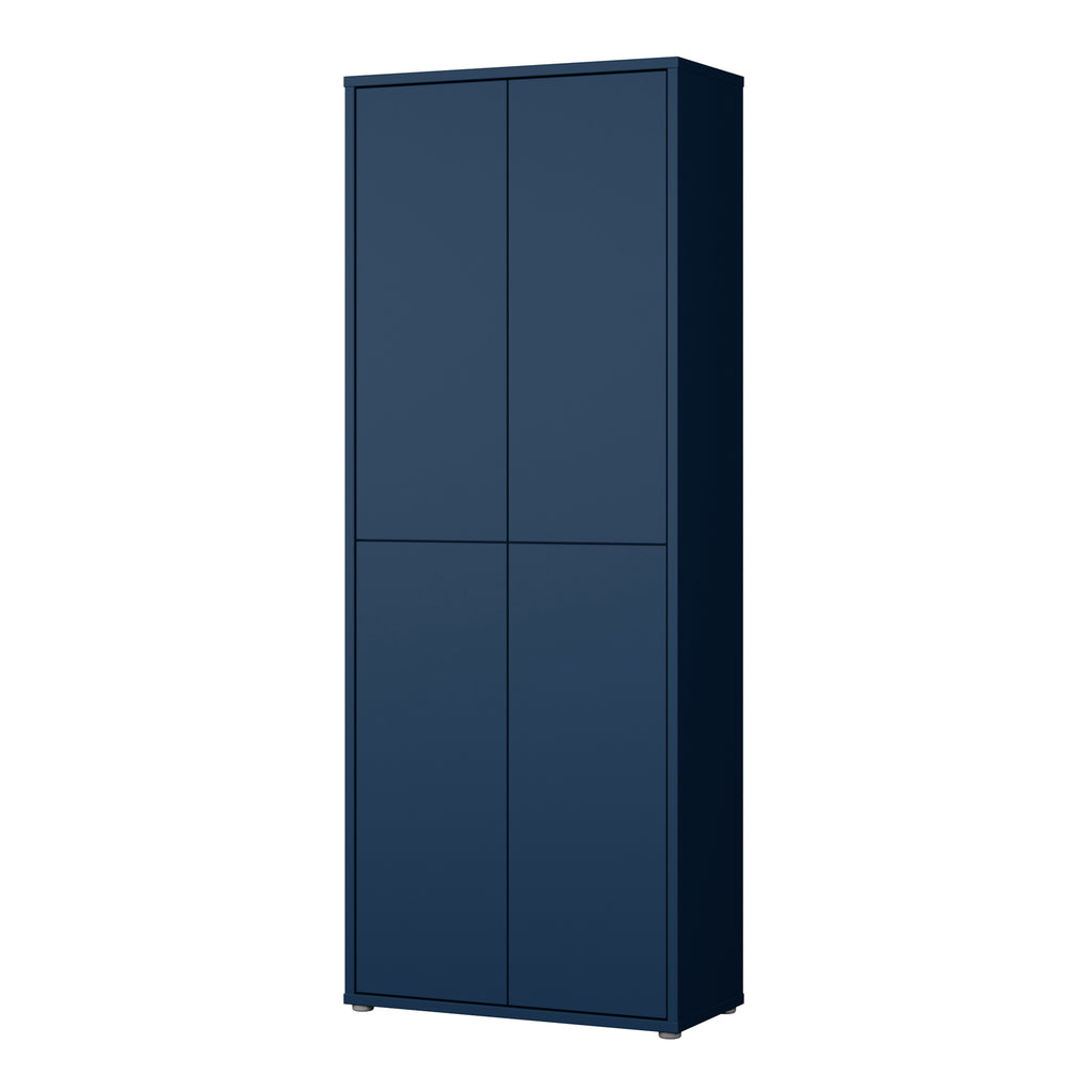 Alice Springs Tall Shoe Cabinet with 4 Doors Push-to-Open in Night Blue
