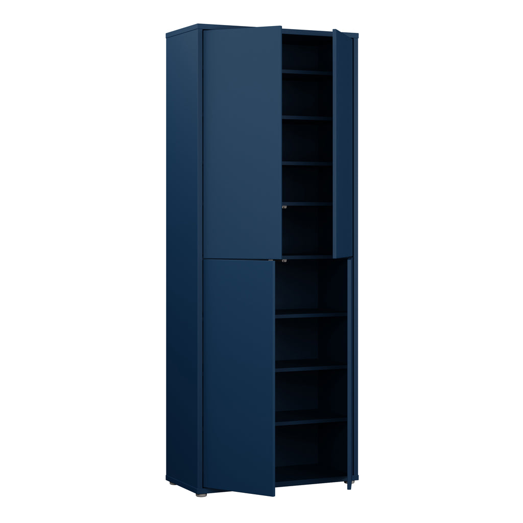 Alice Springs Tall Shoe Cabinet with 4 Doors Push-to-Open in Night Blue