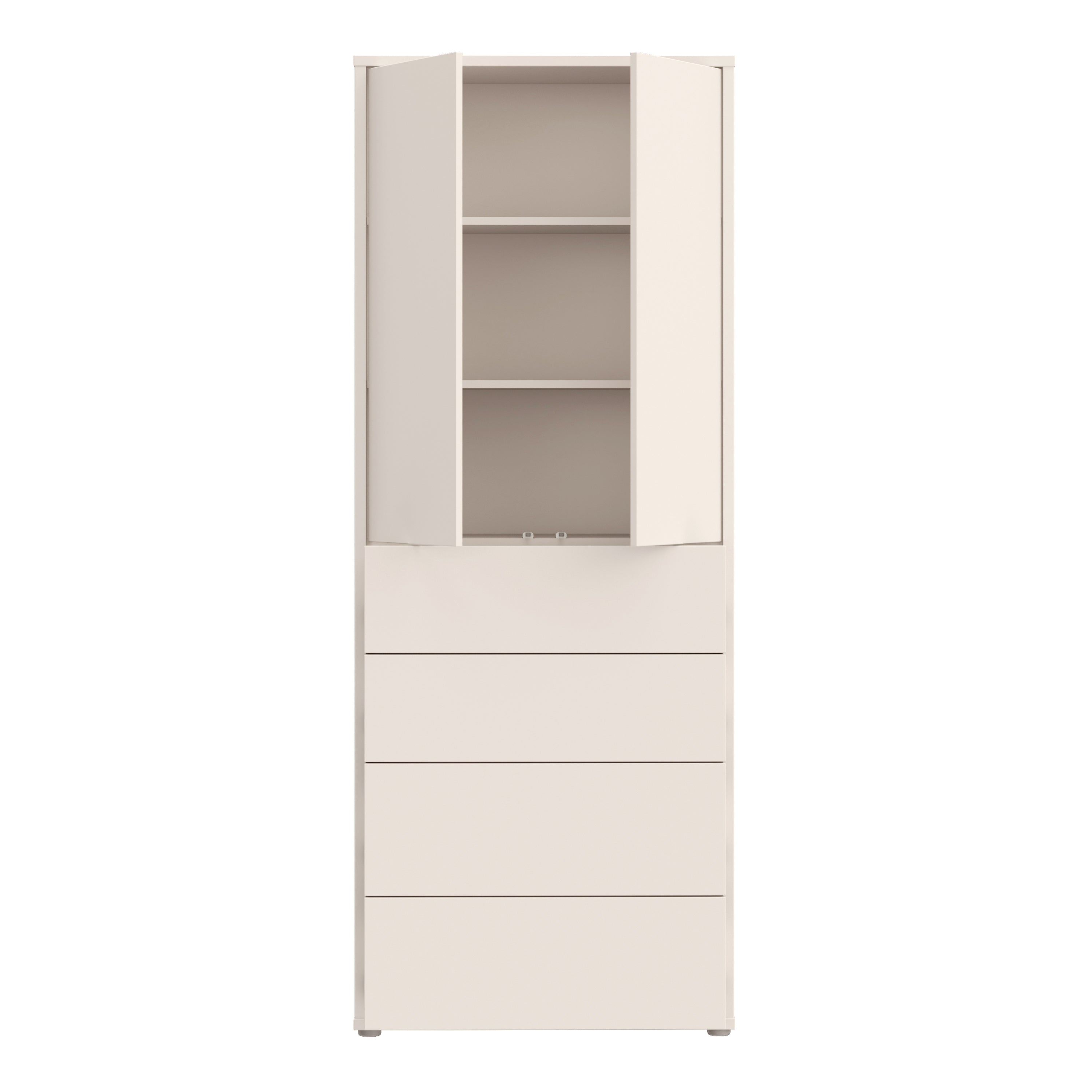 Alice Springs Tall Storage Cabinet with Push-to-Open Doors & 4 Drawers in Sand