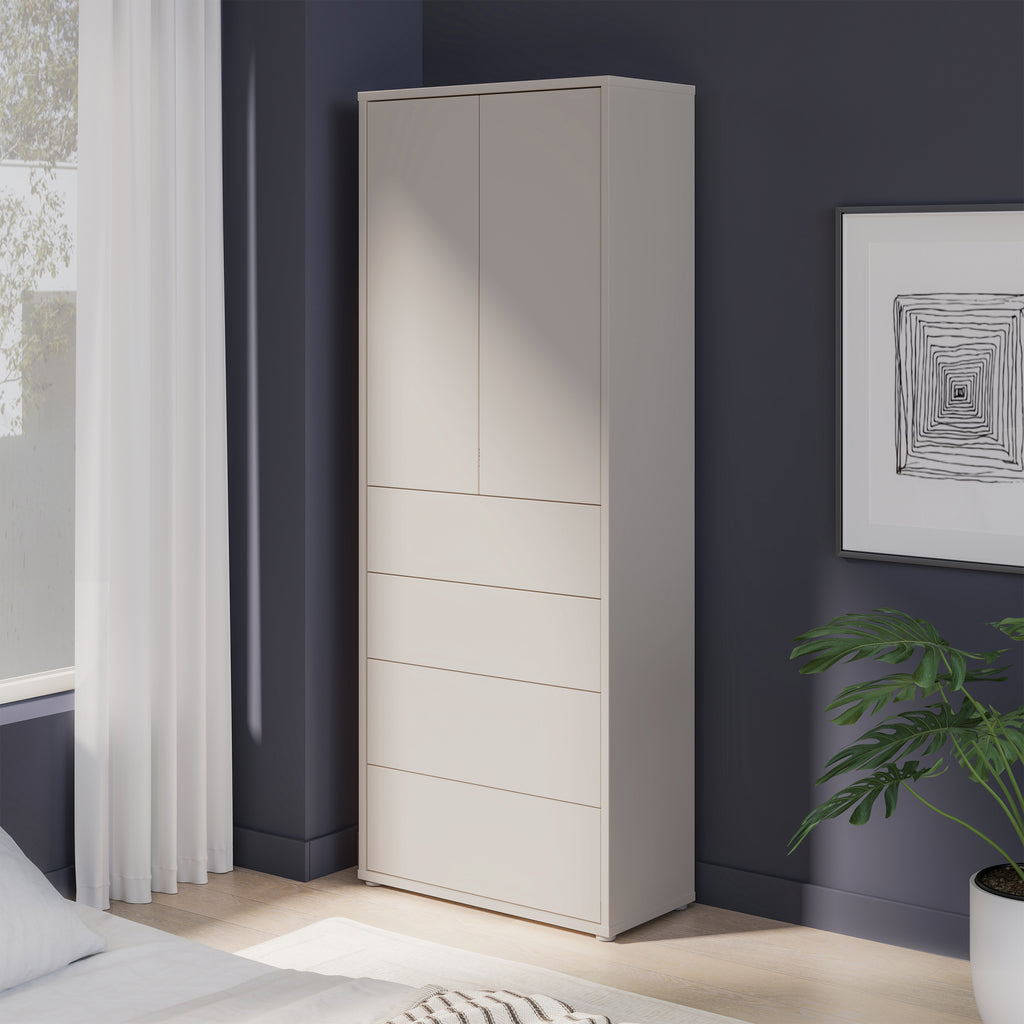 Alice Springs Tall Storage Cabinet with Push-to-Open Doors & 4 Drawers in Sand