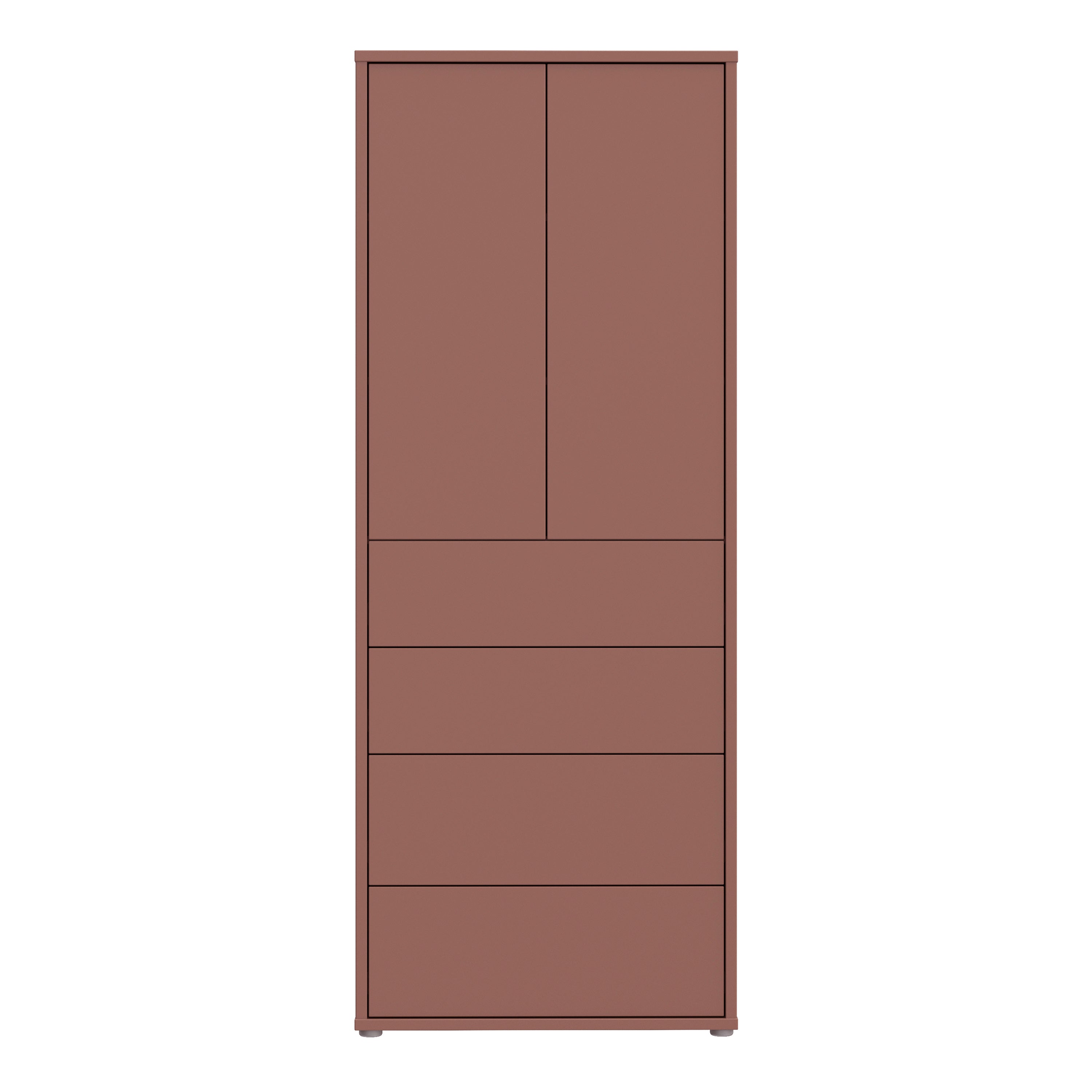 Alice Springs Tall Storage Cabinet with Push-to-Open Doors & 4 Drawers in Terracotta