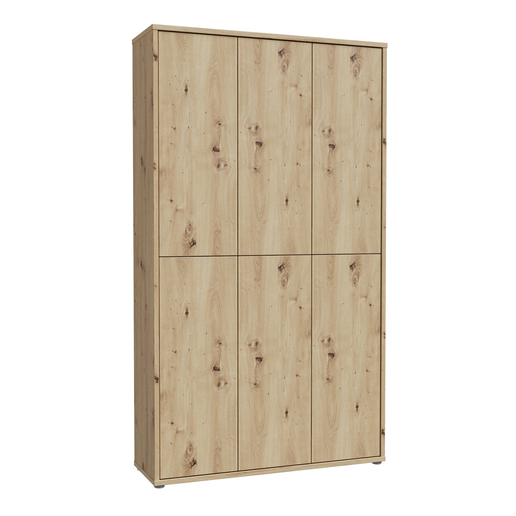Alice Springs Shoe Cabinet with 6 Doors Push-to-Open in Artisan Oak