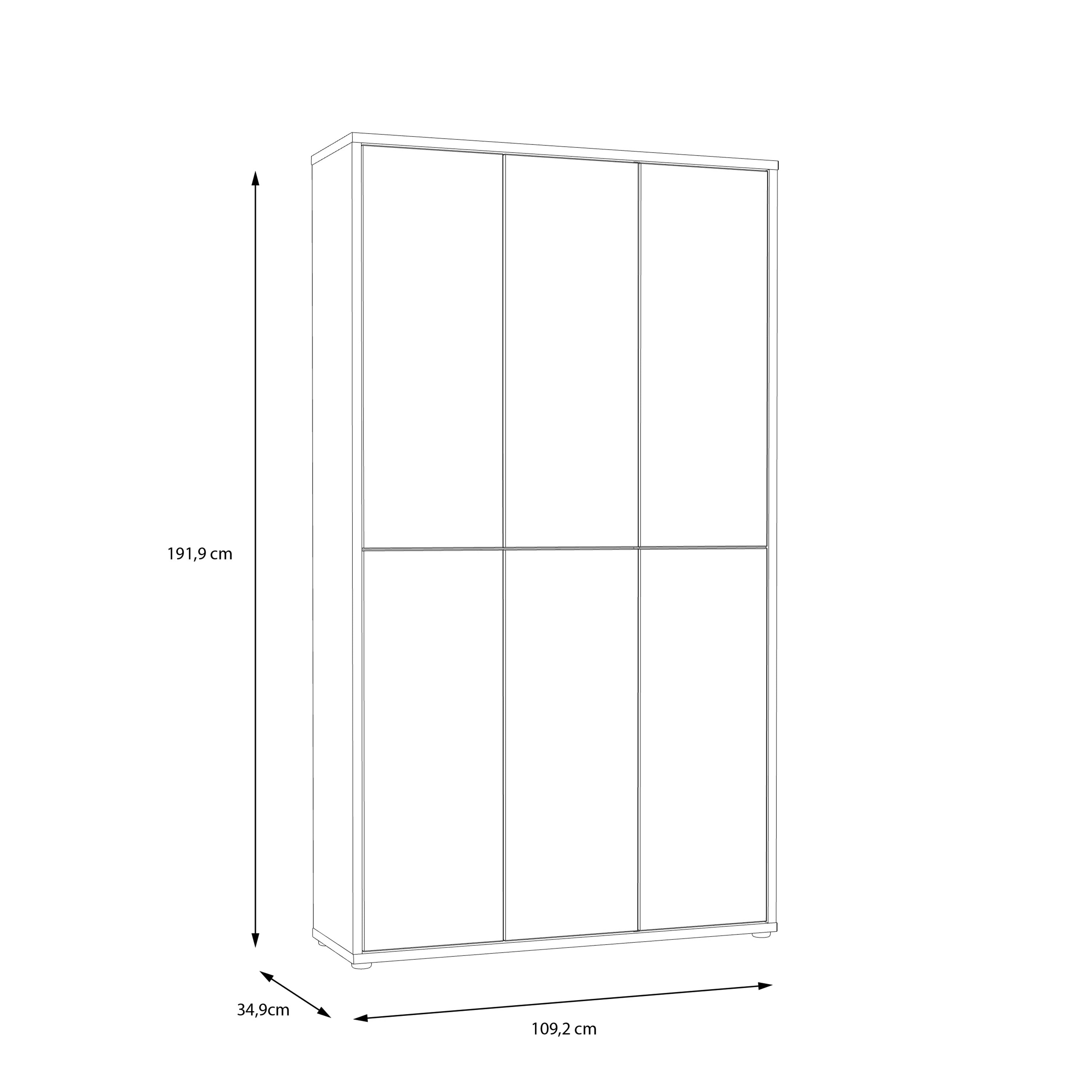 Alice Springs Shoe Cabinet with 6 Doors Push-to-Open in Artisan Oak
