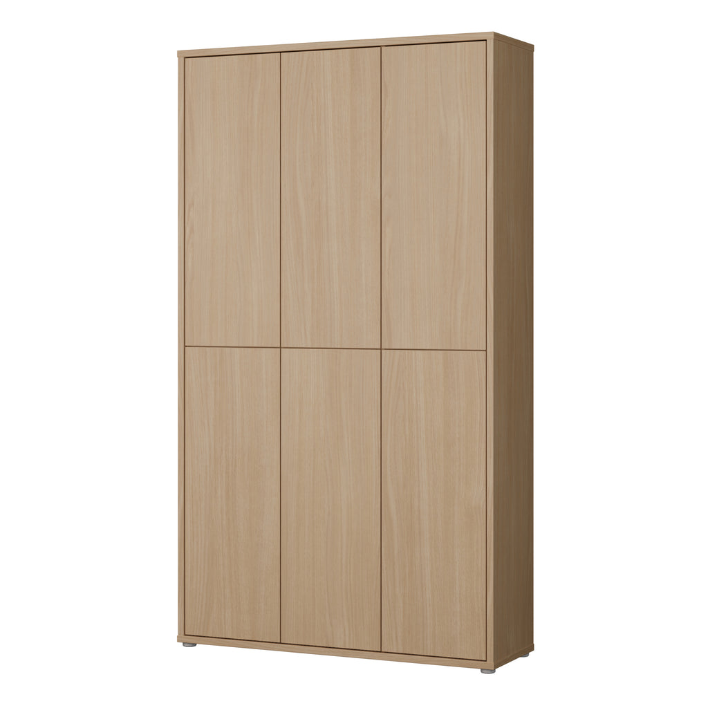 Alice Springs Tall Shoe Cabinet with 6 Doors Push-to-Open in Elegancia Oak