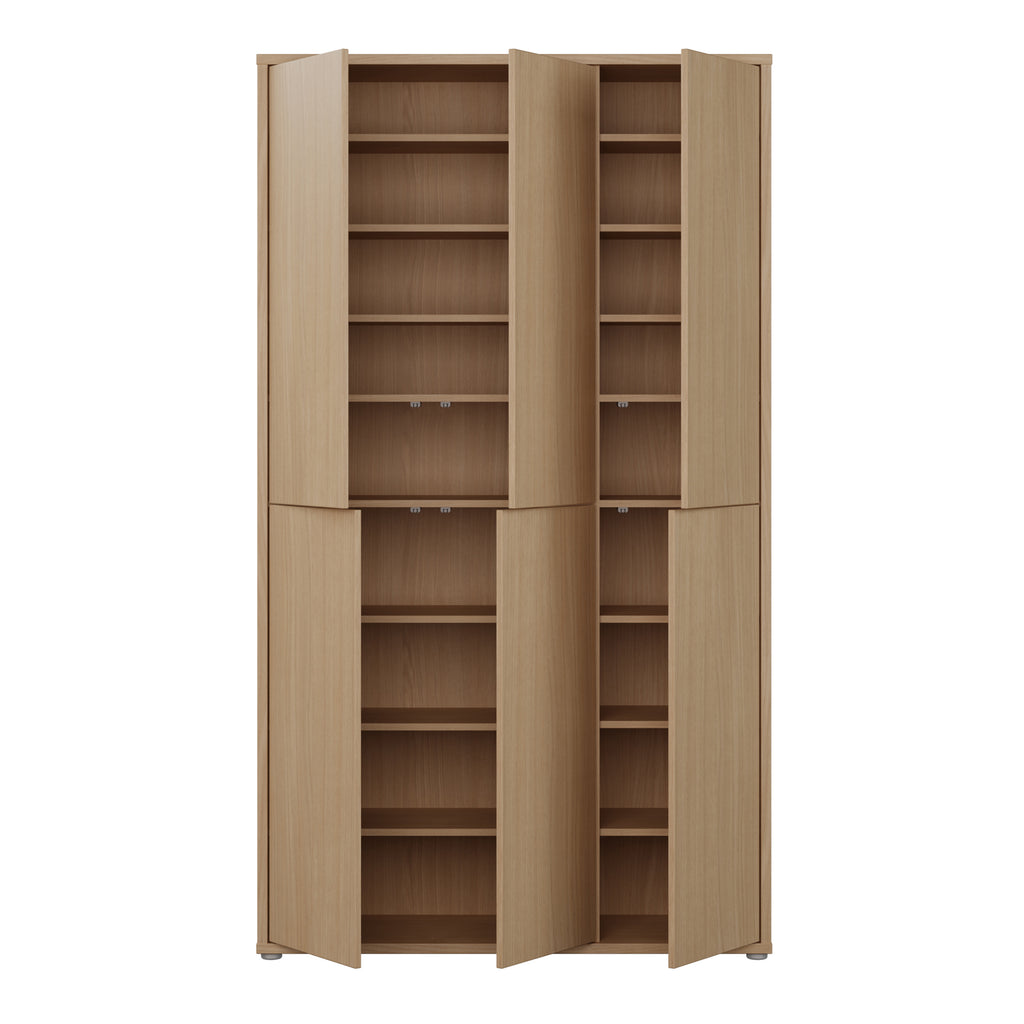 Alice Springs Tall Shoe Cabinet with 6 Doors Push-to-Open in Elegancia Oak