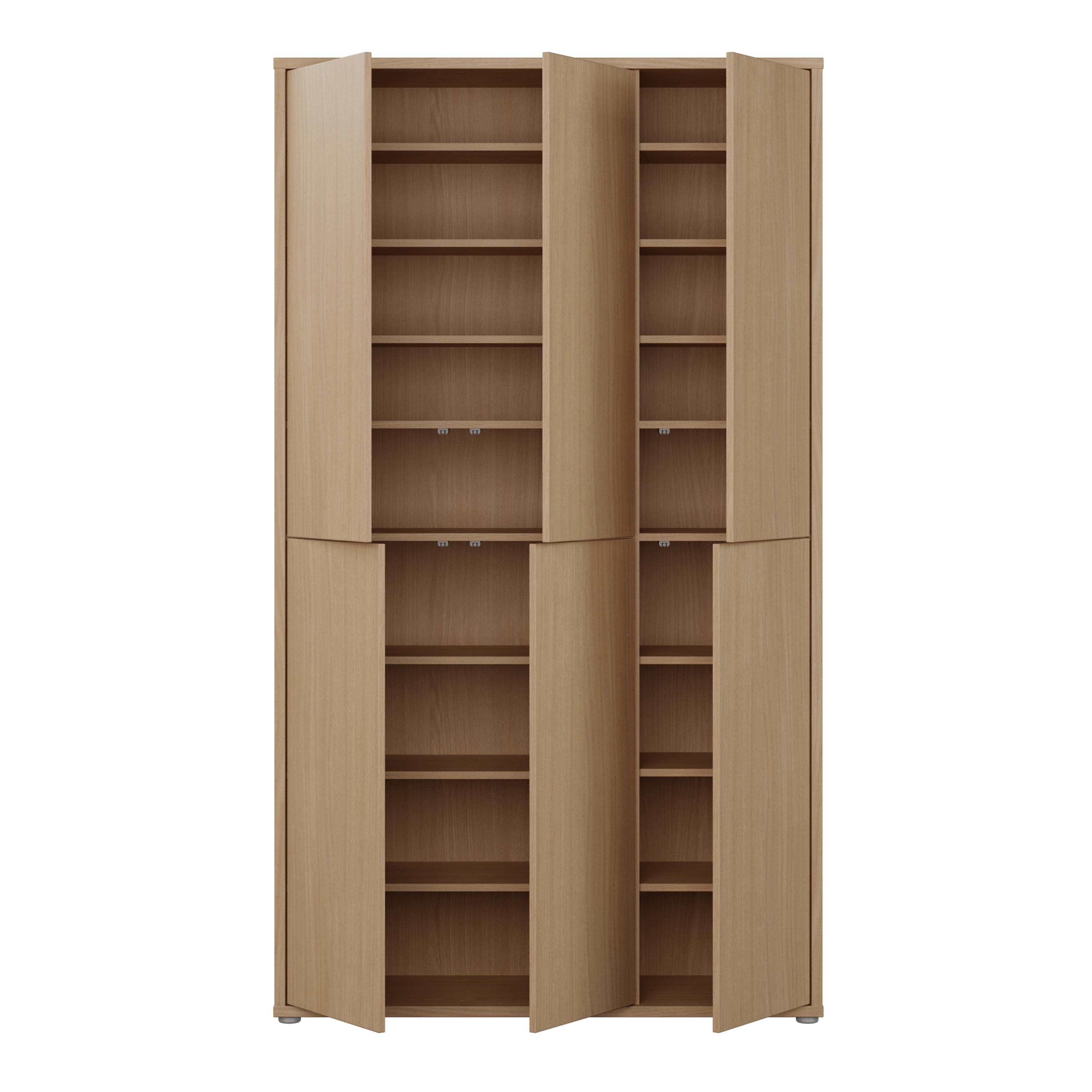 Alice Springs Tall Shoe Cabinet with 6 Doors Push-to-Open in Elegancia Oak