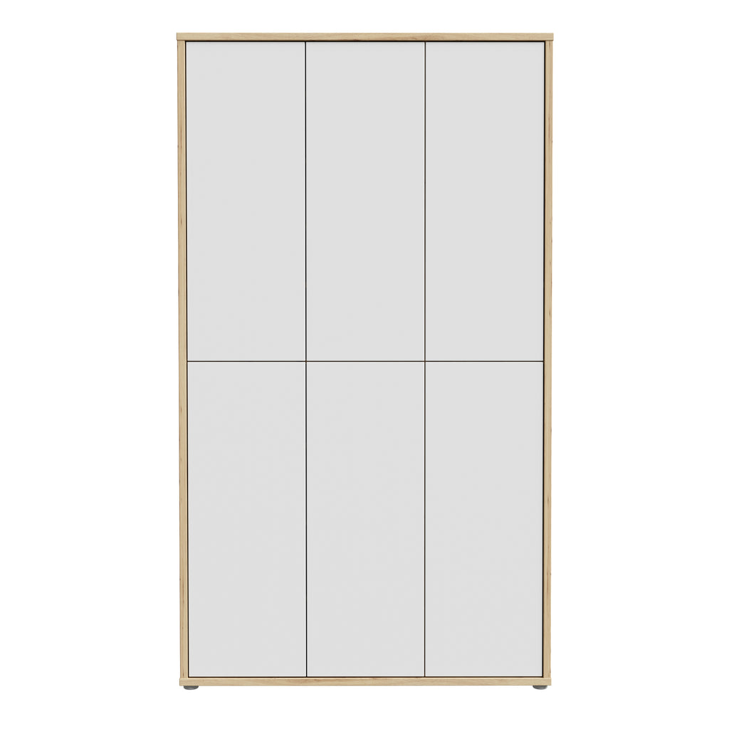 Alice Springs Shoe cabinet with 6 Doors Push-to-Open in Artisan Oak and Light Grey Doors