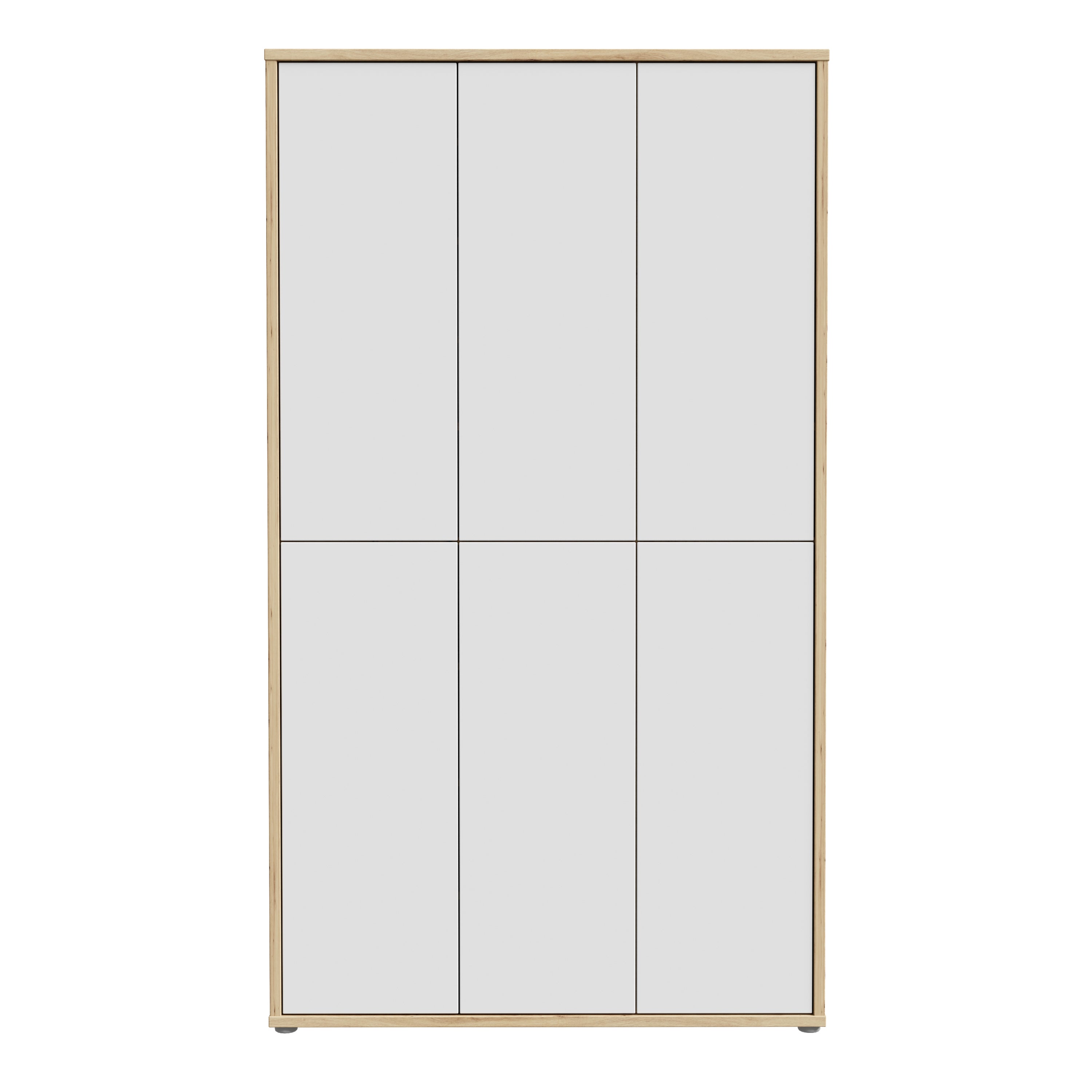 Alice Springs Shoe cabinet with 6 Doors Push-to-Open in Artisan Oak and Light Grey Doors