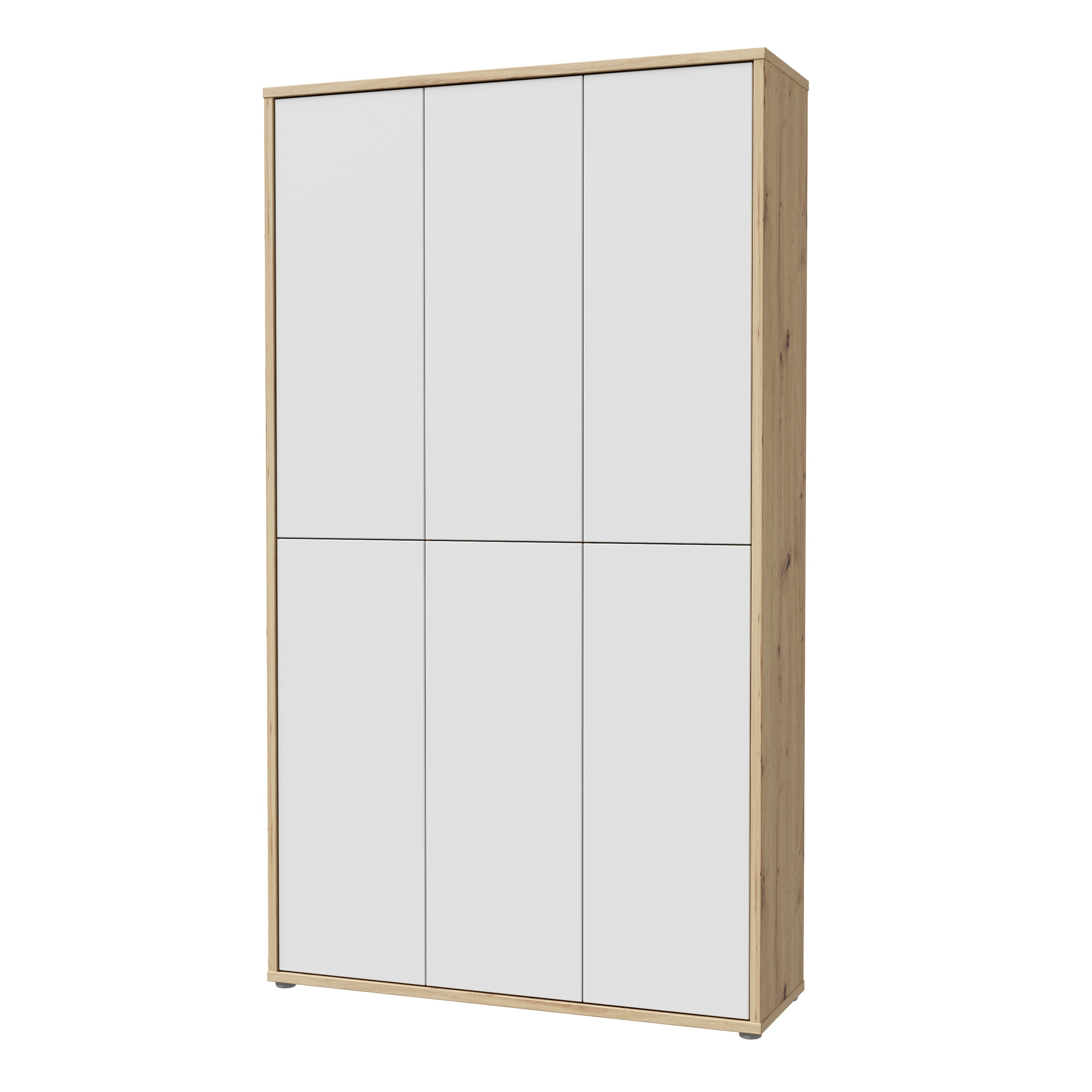 Alice Springs Shoe cabinet with 6 Doors Push-to-Open in Artisan Oak and Light Grey Doors
