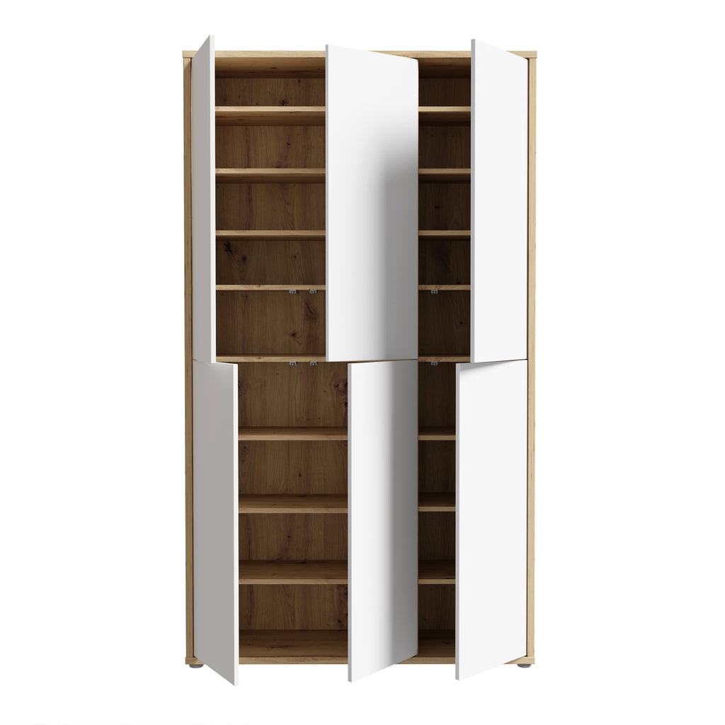 Alice Springs Shoe cabinet with 6 Doors Push-to-Open in Artisan Oak and Light Grey Doors