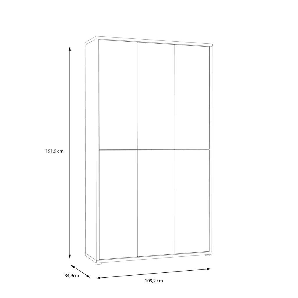 Alice Springs Shoe cabinet with 6 Doors Push-to-Open in Artisan Oak and Light Grey Doors