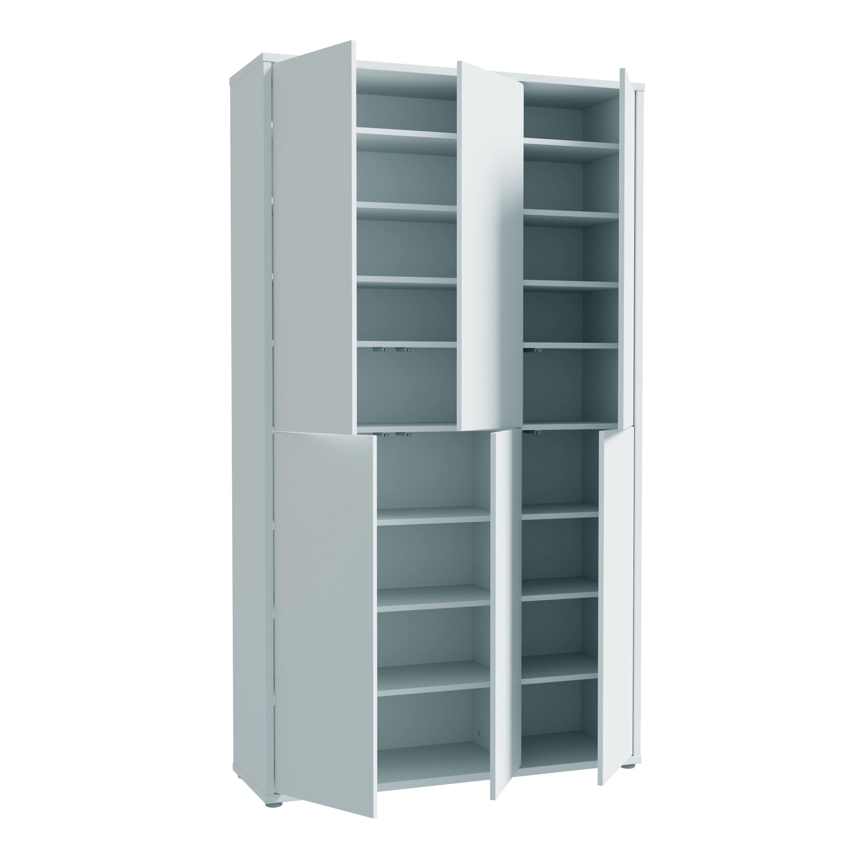 Alice Springs Tall Shoe Cabinet with 6 Doors Push-to-Open in Light Grey