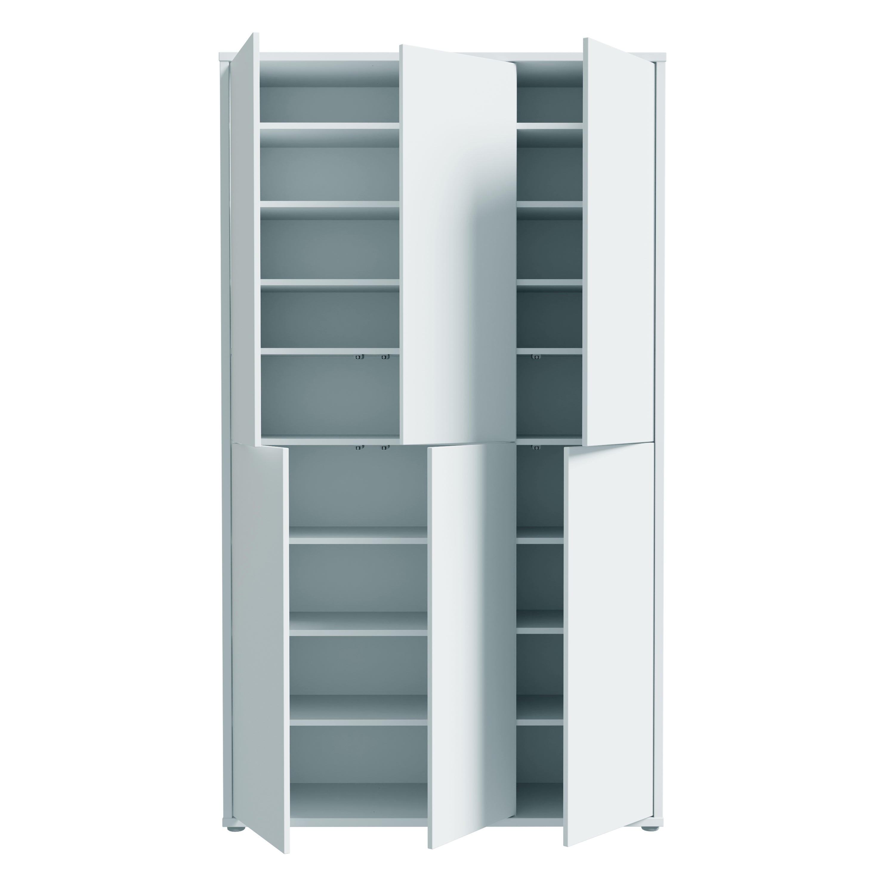 Alice Springs Tall Shoe Cabinet with 6 Doors Push-to-Open in Light Grey