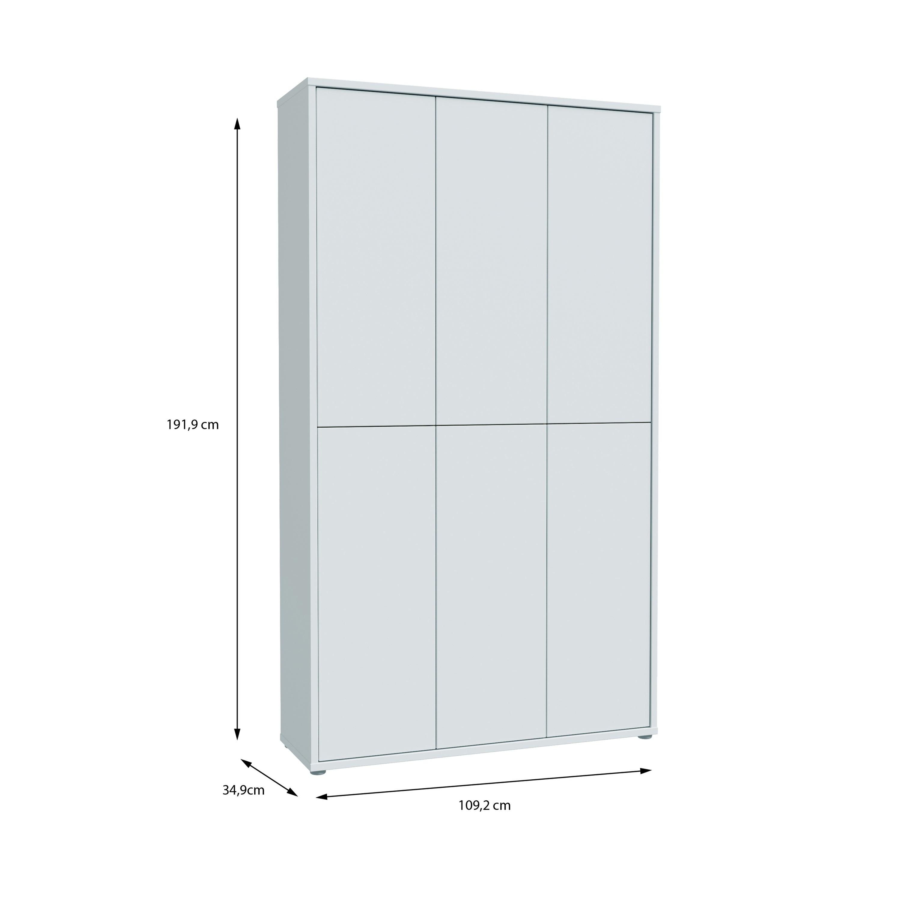 Alice Springs Tall Shoe Cabinet with 6 Doors Push-to-Open in Light Grey