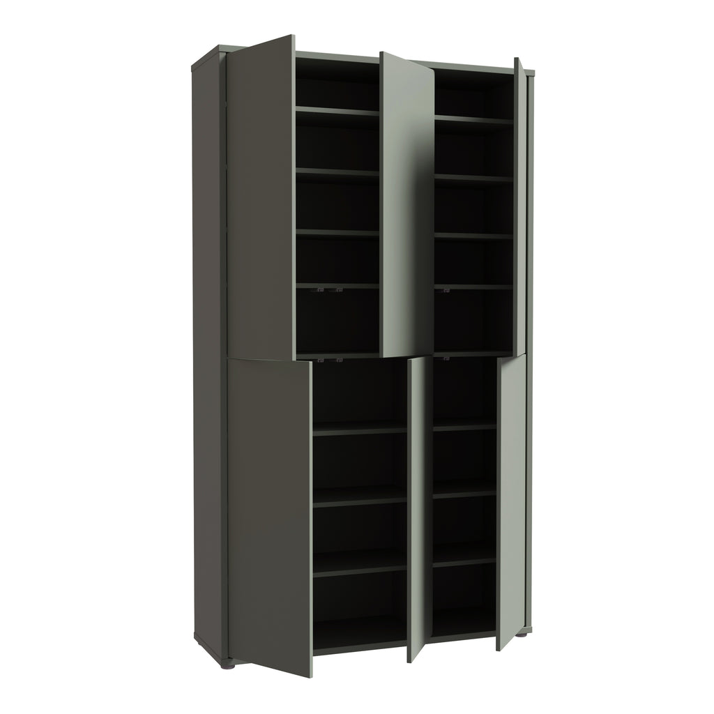 Alice Springs Tall Shoe Cabinet with 6 Doors Push-to-Open in Sage Green