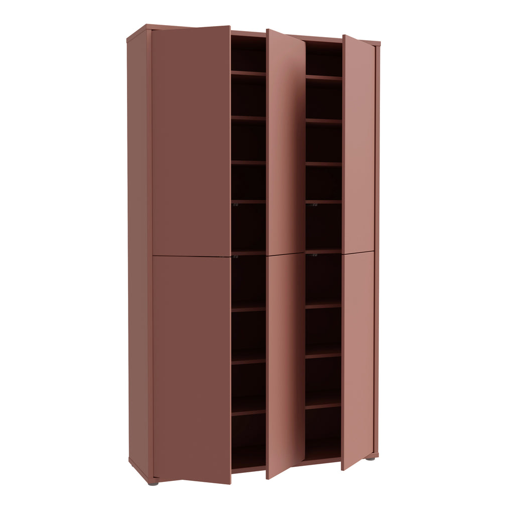 Alice Springs Tall Shoe Cabinet with 6 Doors Push-to-Open in Terracotta