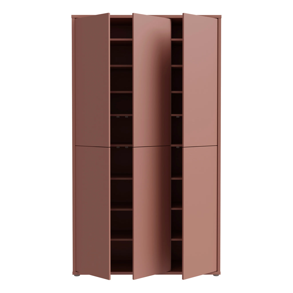 Alice Springs Tall Shoe Cabinet with 6 Doors Push-to-Open in Terracotta