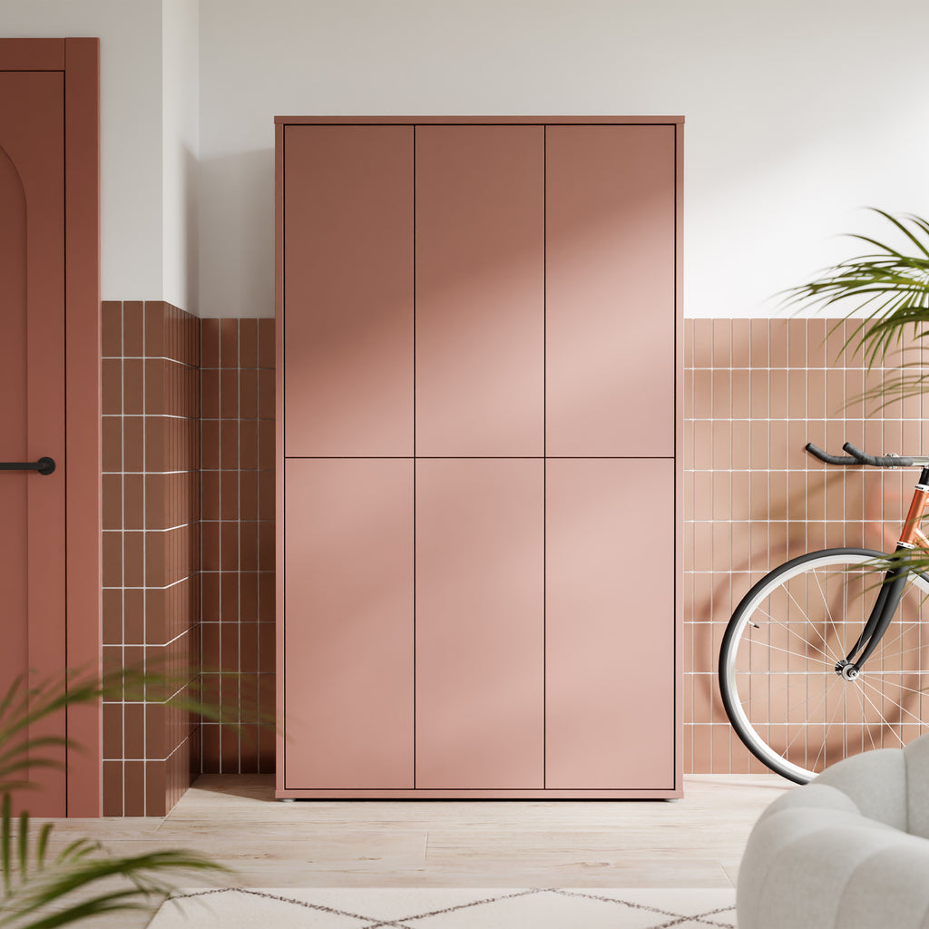 Alice Springs Tall Shoe Cabinet with 6 Doors Push-to-Open in Terracotta