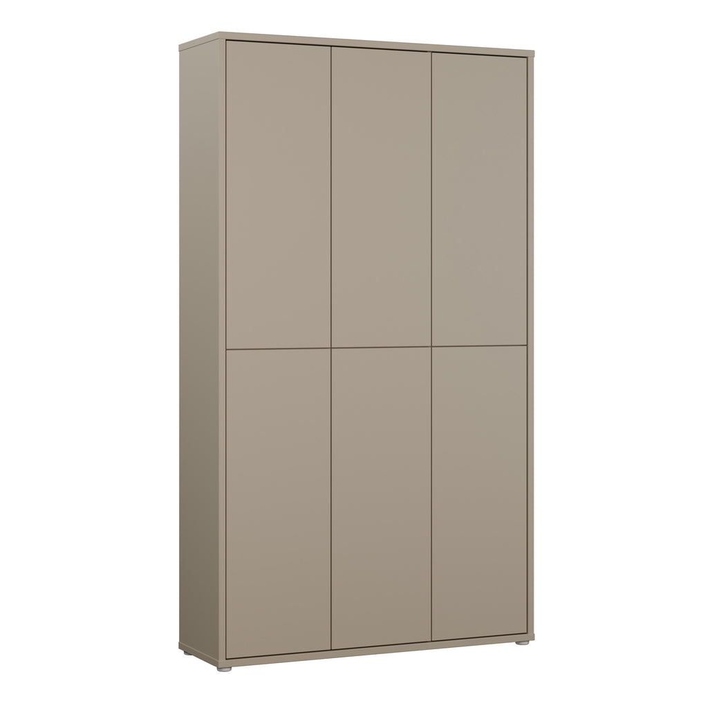 Alice Springs Tall Shoe Cabinet with 6 Doors Push-to-Open in Taupe