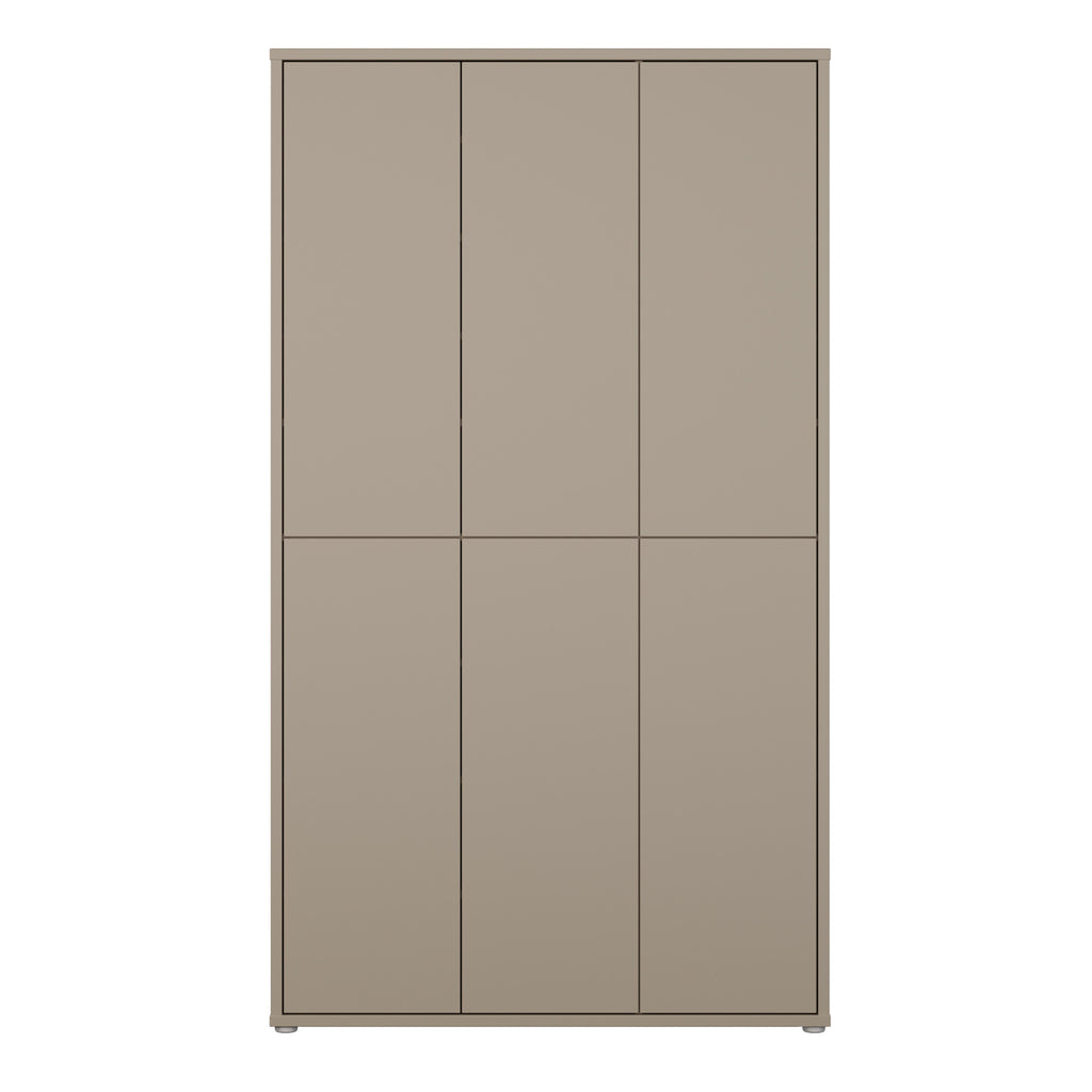 Alice Springs Tall Shoe Cabinet with 6 Doors Push-to-Open in Taupe