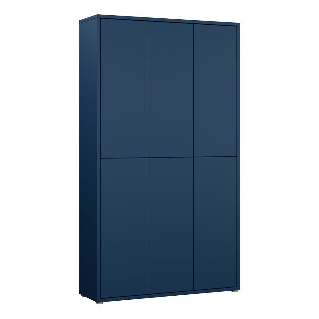 Alice Springs Tall Shoe Cabinet with 6 Doors Push-to-Open in Night Blue