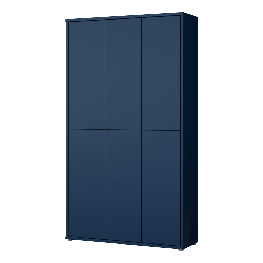 Alice Springs Tall Shoe Cabinet with 6 Doors Push-to-Open in Night Blue