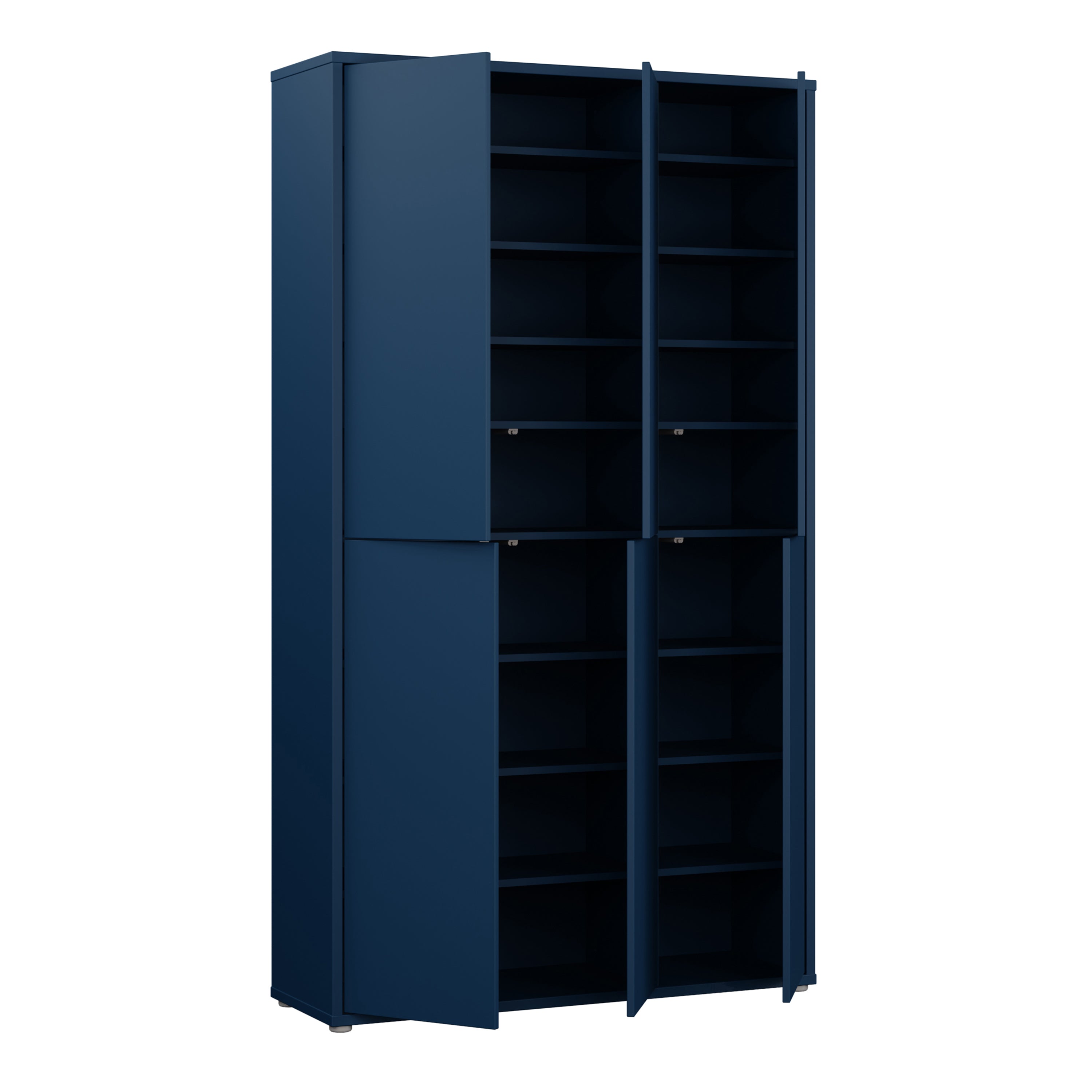 Alice Springs Tall Shoe Cabinet with 6 Doors Push-to-Open in Night Blue