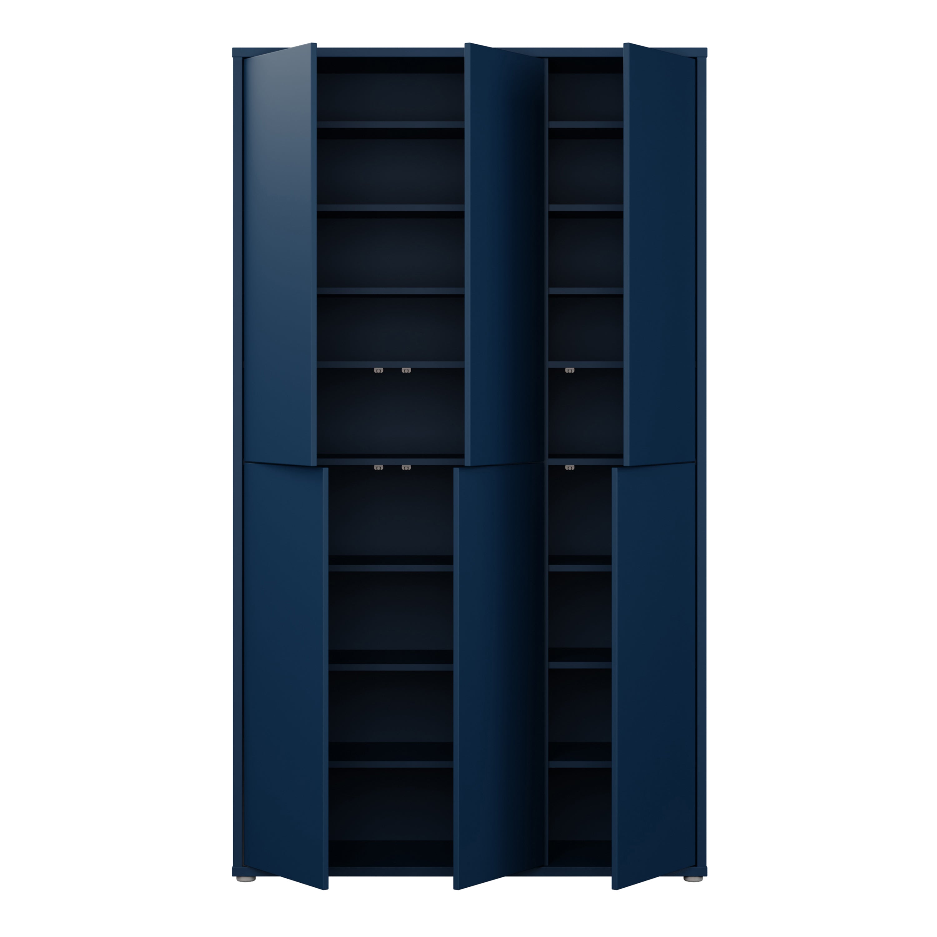 Alice Springs Tall Shoe Cabinet with 6 Doors Push-to-Open in Night Blue