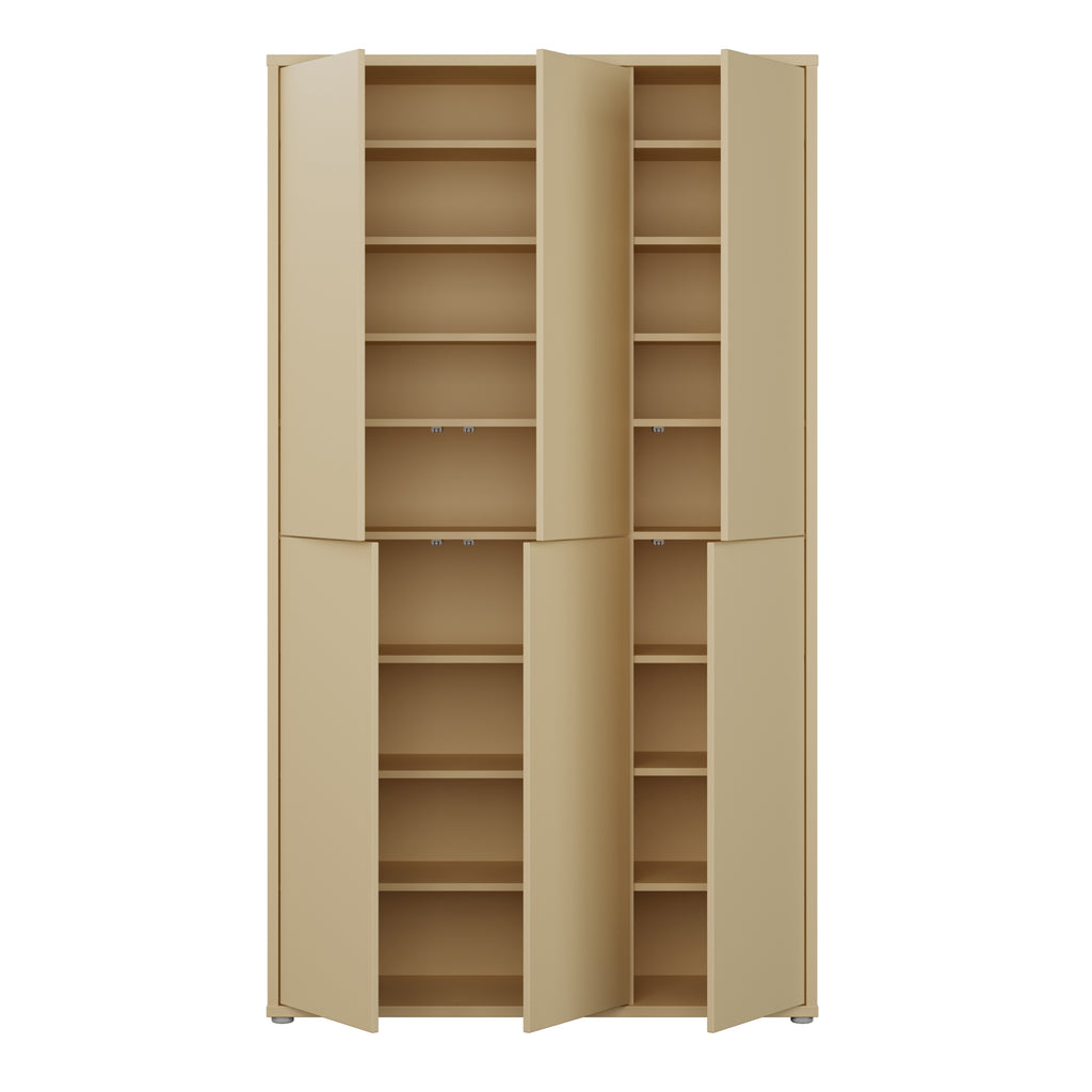 Alice Springs Tall Shoe Cabinet with 6 Doors Push-to-Open in Butter Yellow