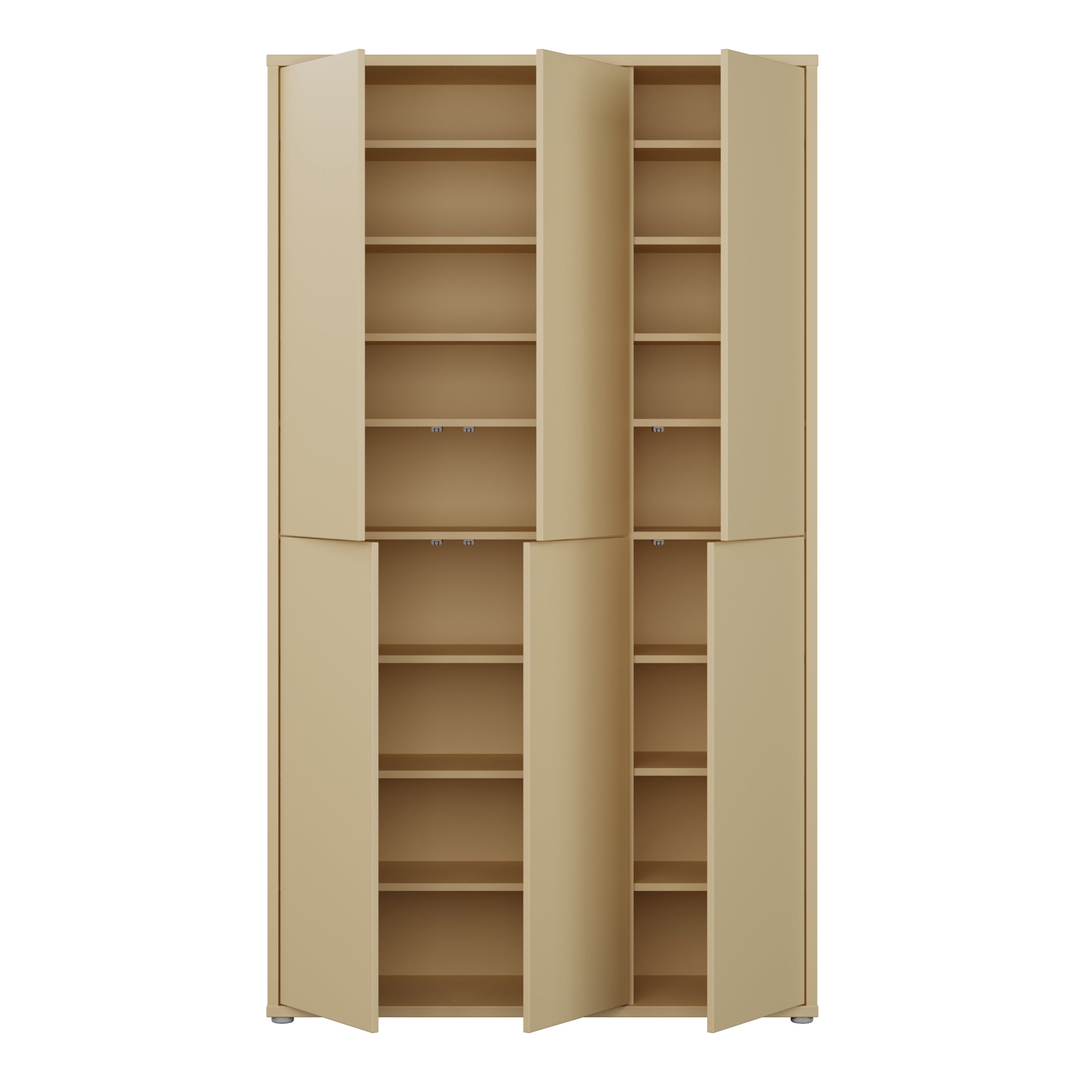 Alice Springs Tall Shoe Cabinet with 6 Doors Push-to-Open in Butter Yellow