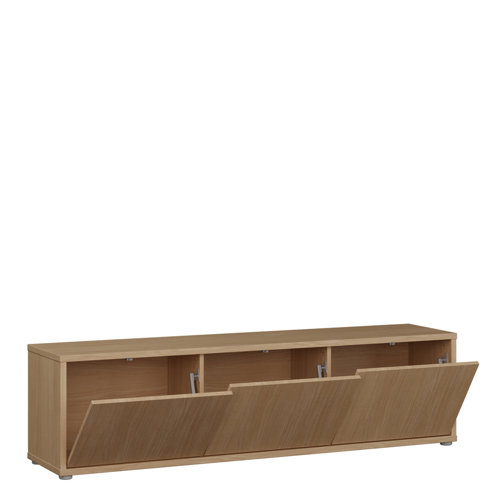 Alice Springs Wide TV Cabinet with 3 Doors Push-to-Open in Elegancia Oak