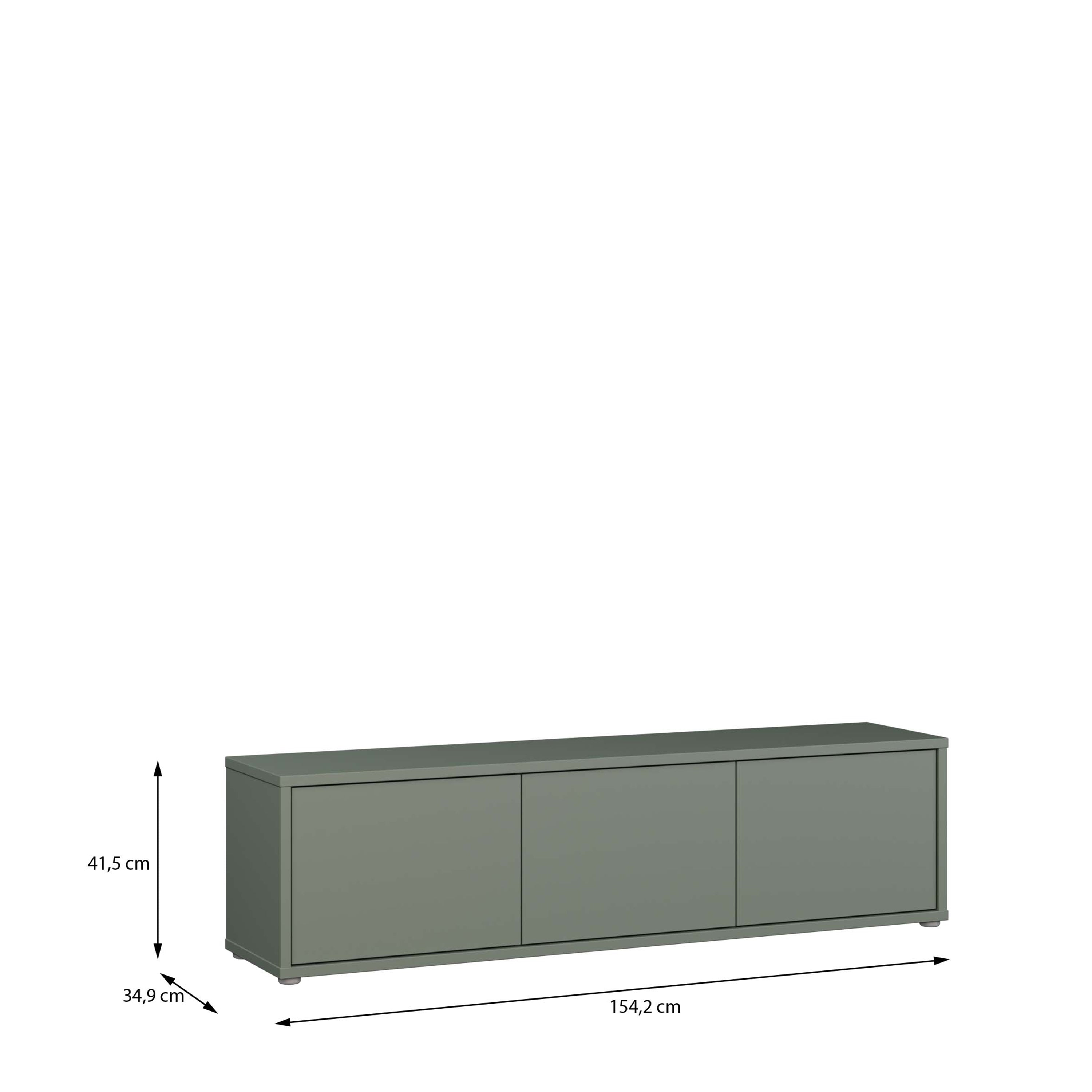 Alice Springs Wide TV Cabinet with 3 Doors Push-to-Open in Sage Green