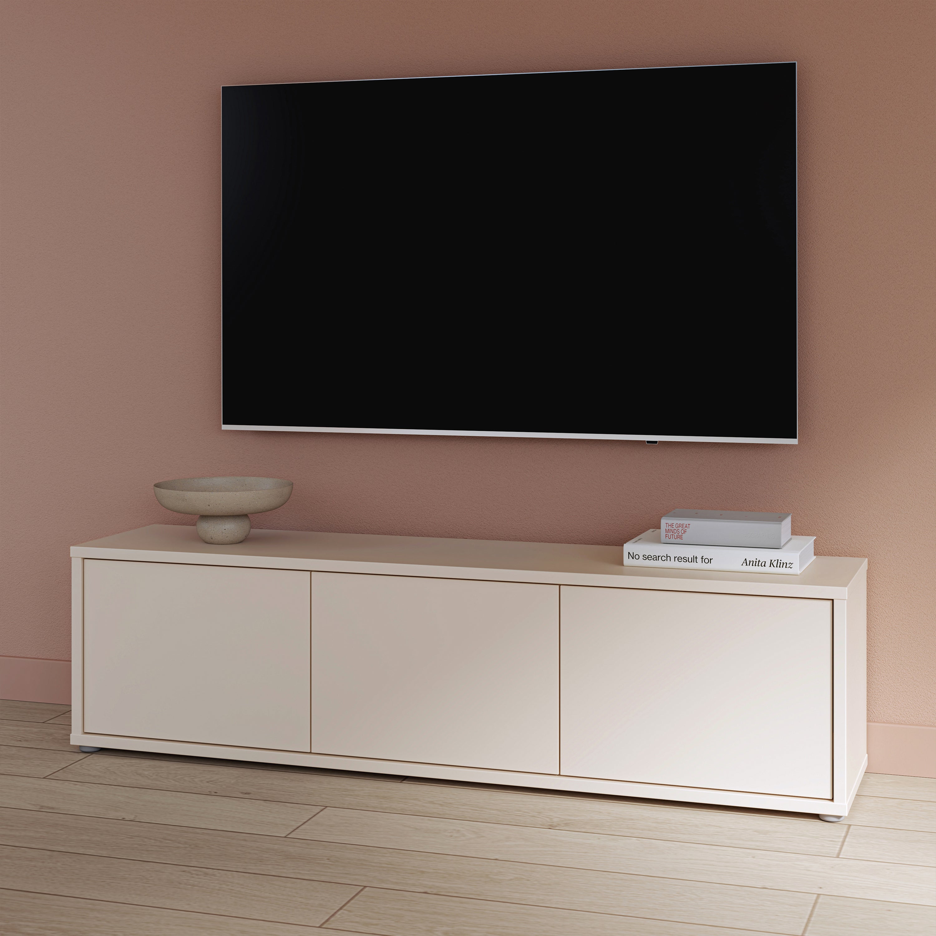 Alice Springs Wide TV Cabinet with 3 Doors Push-to-Open in Sand