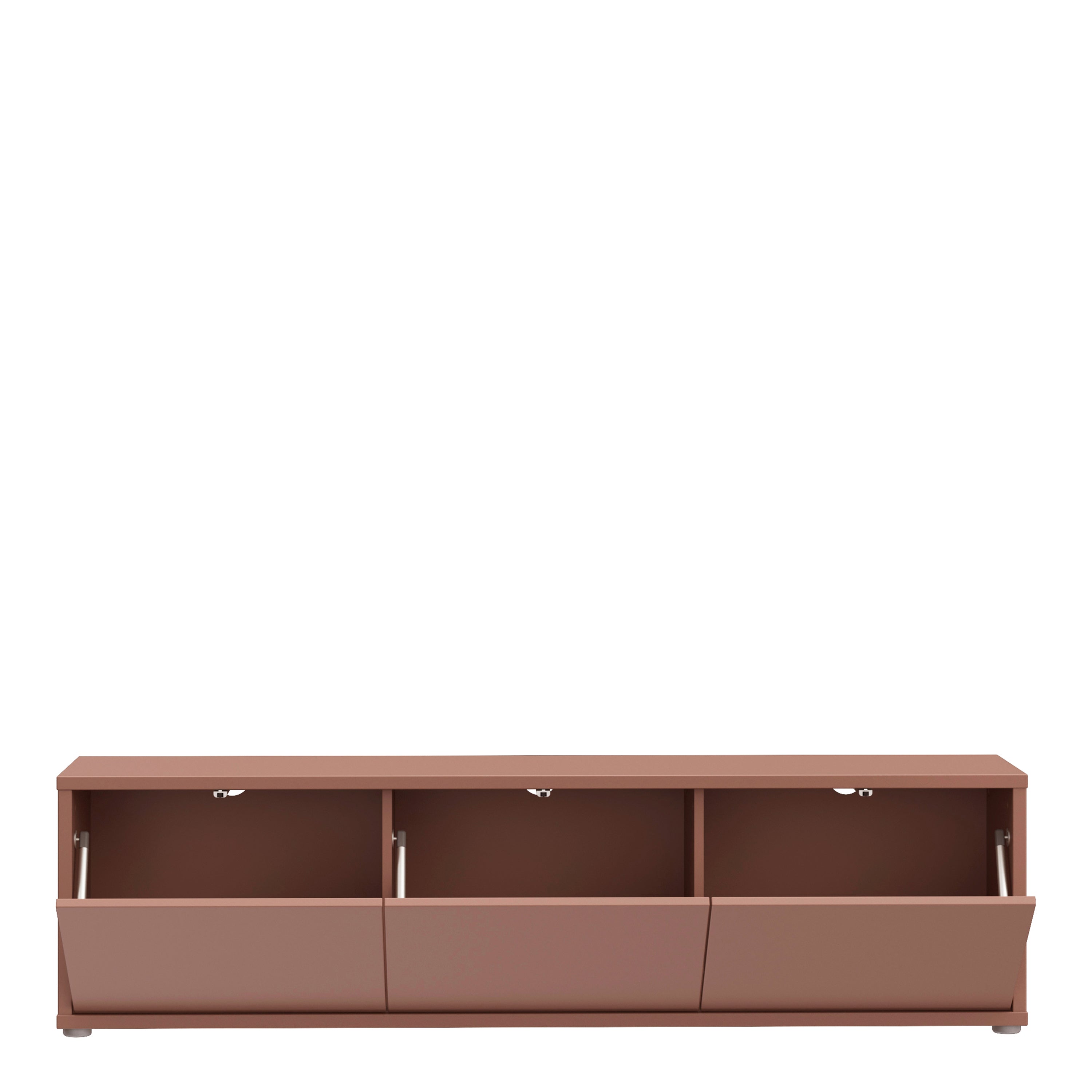 Alice Springs Wide TV Cabinet with 3 Doors Push-to-Open in Terracotta