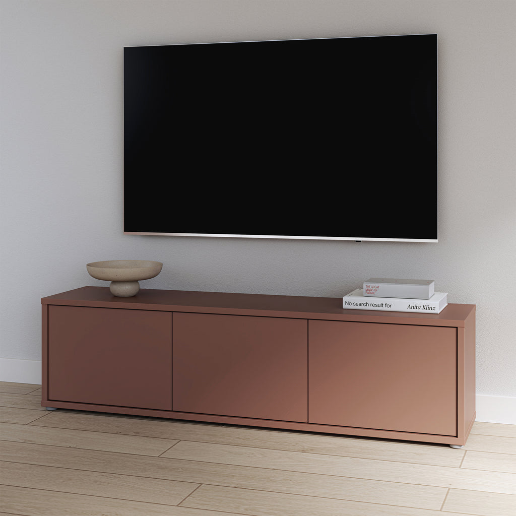 Alice Springs Wide TV Cabinet with 3 Doors Push-to-Open in Terracotta