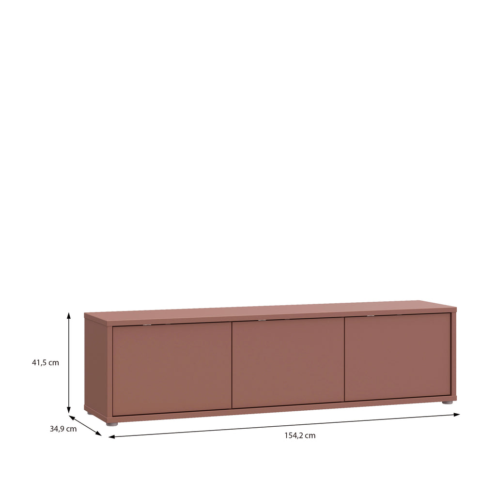 Alice Springs Wide TV Cabinet with 3 Doors Push-to-Open in Terracotta