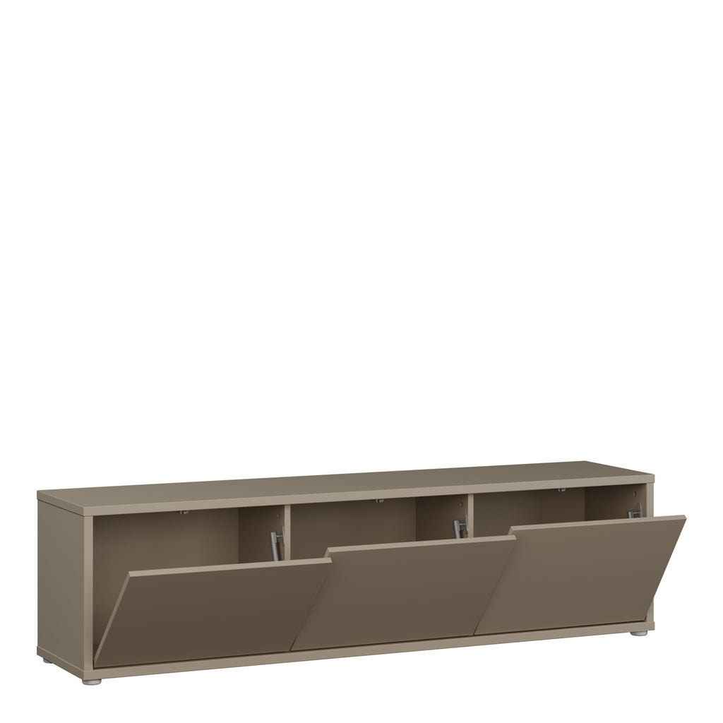 Alice Springs Wide TV Cabinet with 3 Doors Push-to-Open in Taupe