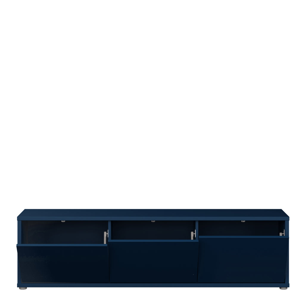 Alice Springs Wide TV Cabinet with 3 Doors Push-to-Open in Night Blue