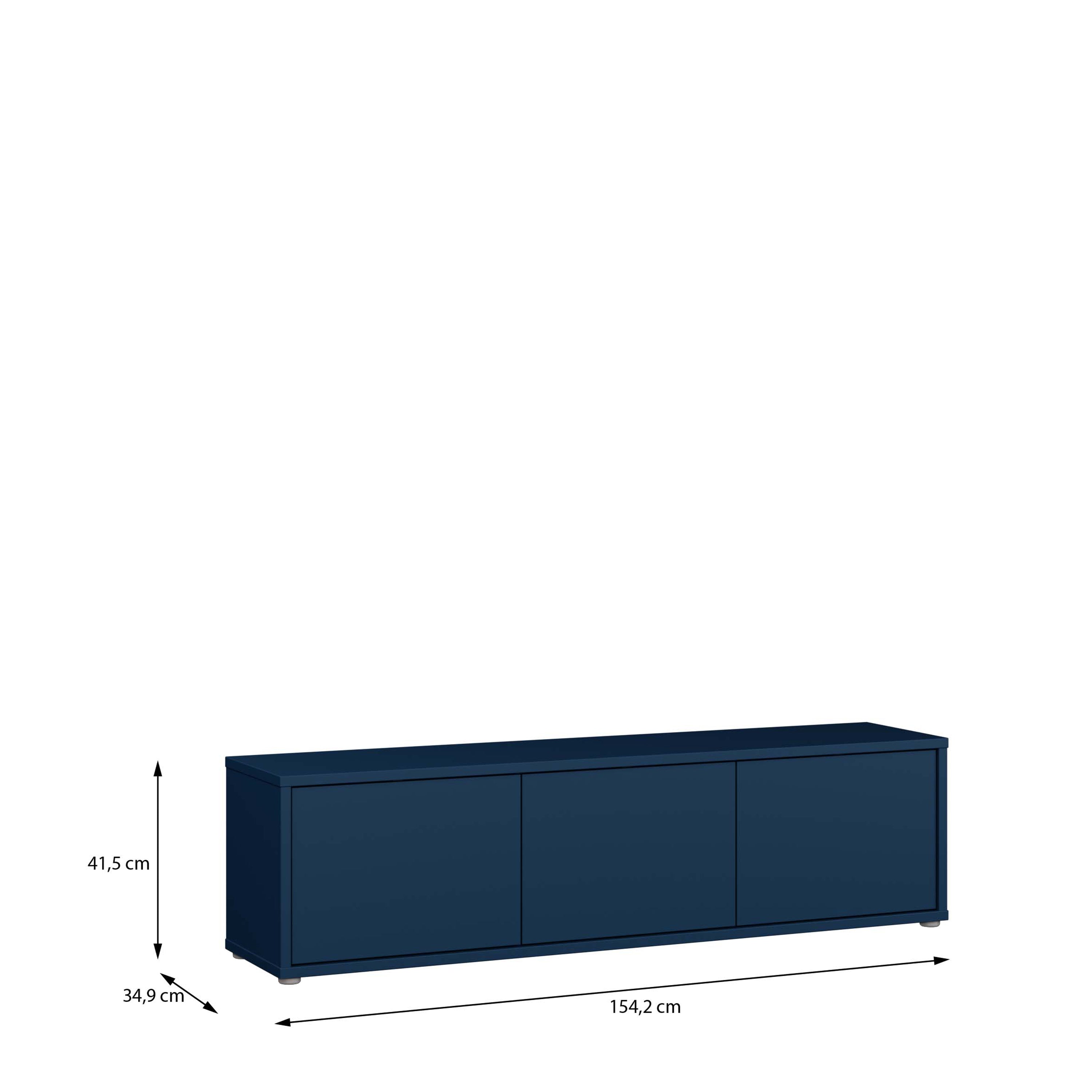 Alice Springs Wide TV Cabinet with 3 Doors Push-to-Open in Night Blue