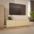 Alice Springs Wide TV Cabinet with 3 Doors Push-to-Open in Butter Yellow
