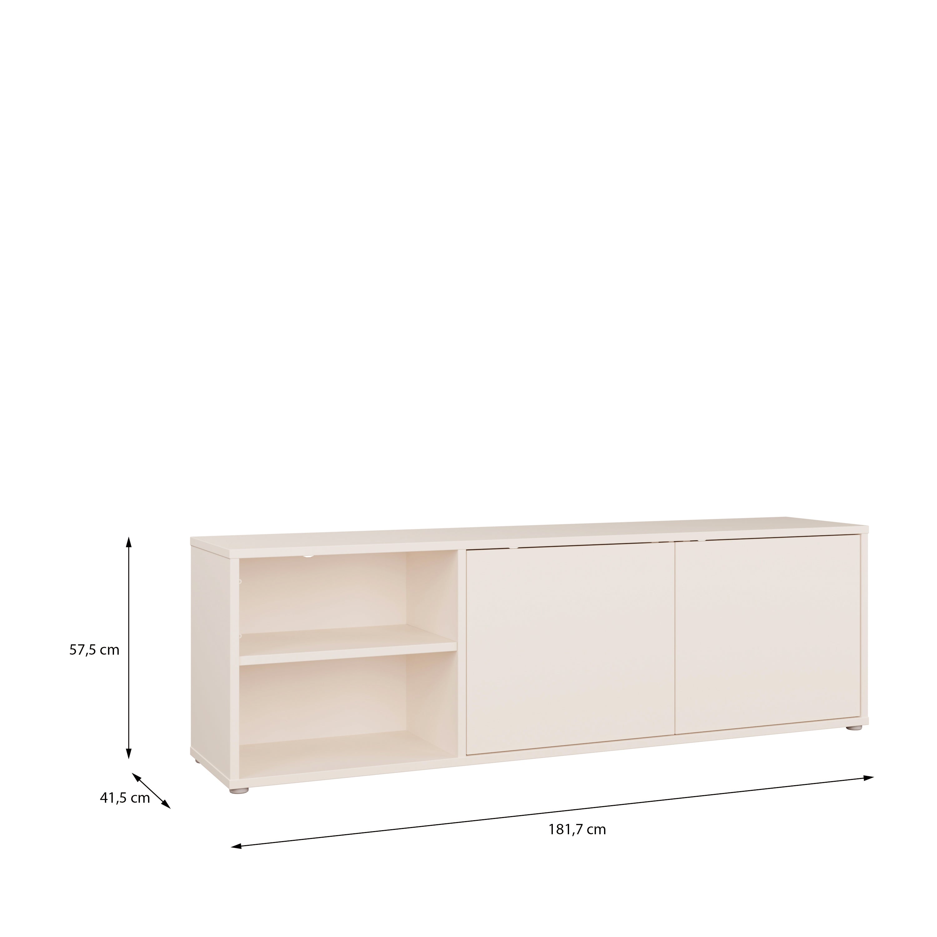 Alice Springs Wide TV Cabinet with 2 Doors Push-to-Open & 1 Open Shelf in Sand