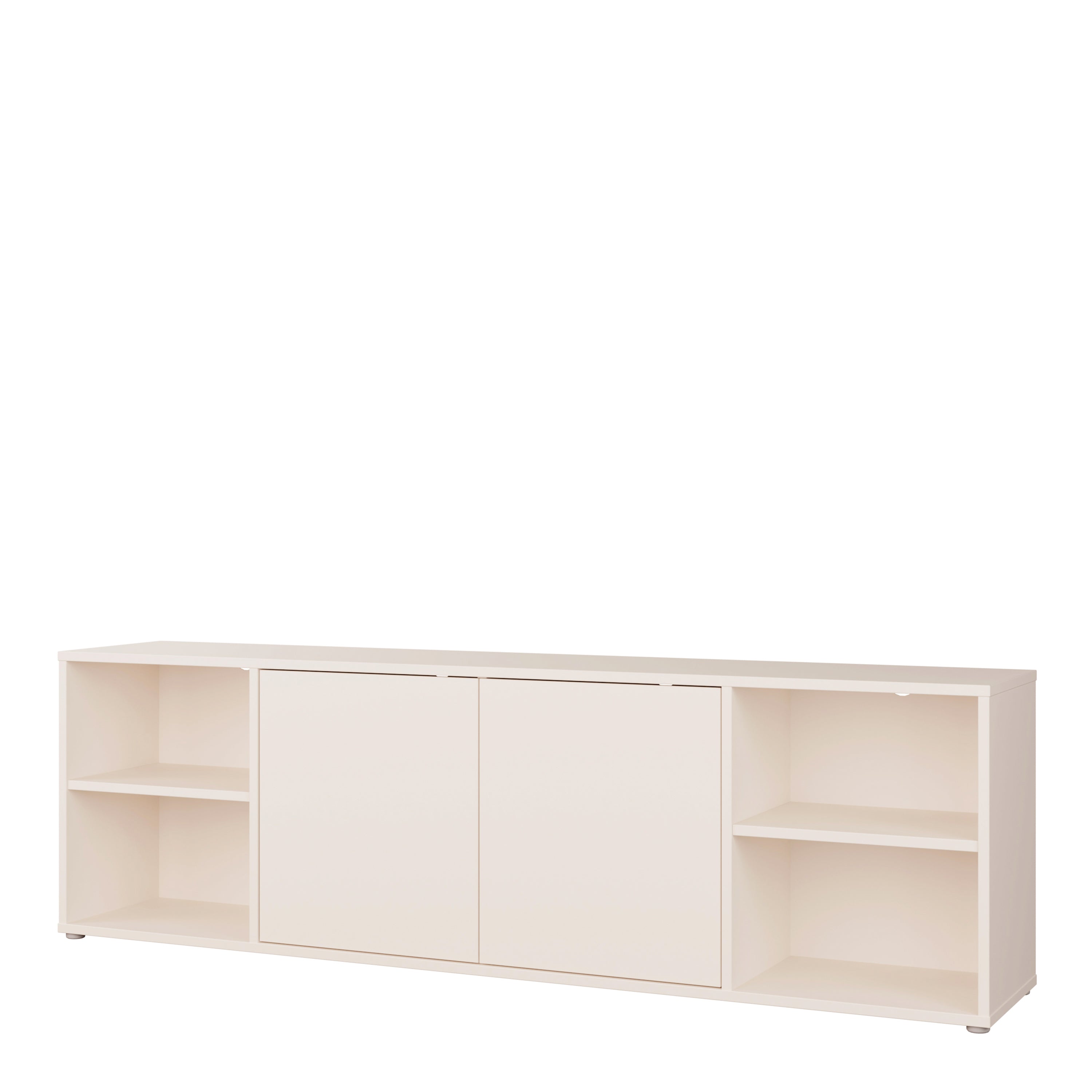 Alice Springs Wide TV Cabinet with 2 Doors Push-to-Open & 2 Open Shelves in Sand