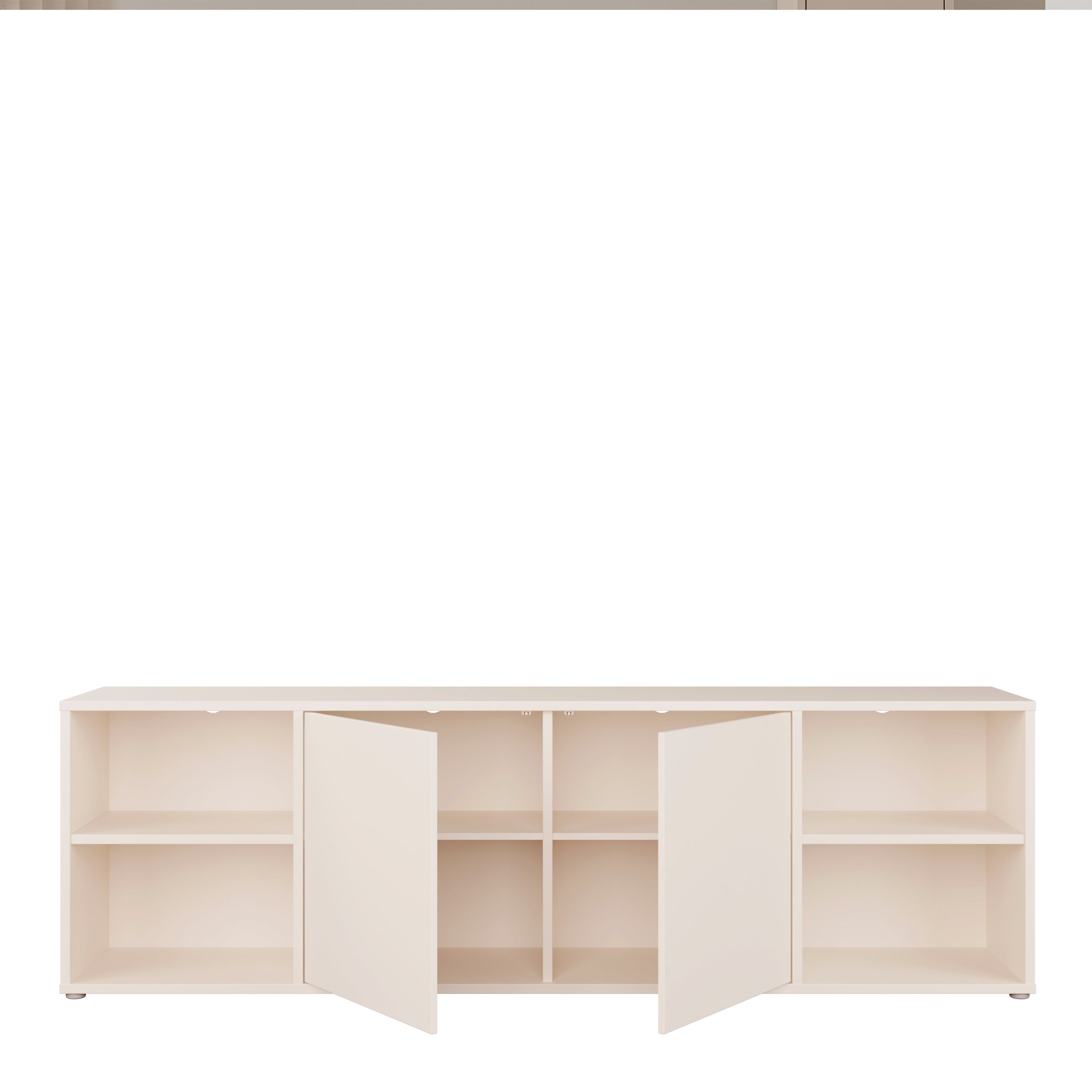 Alice Springs Wide TV Cabinet with 2 Doors Push-to-Open & 2 Open Shelves in Sand