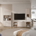 Alice Springs Wide TV Cabinet with 2 Doors Push-to-Open & 2 Open Shelves in Sand