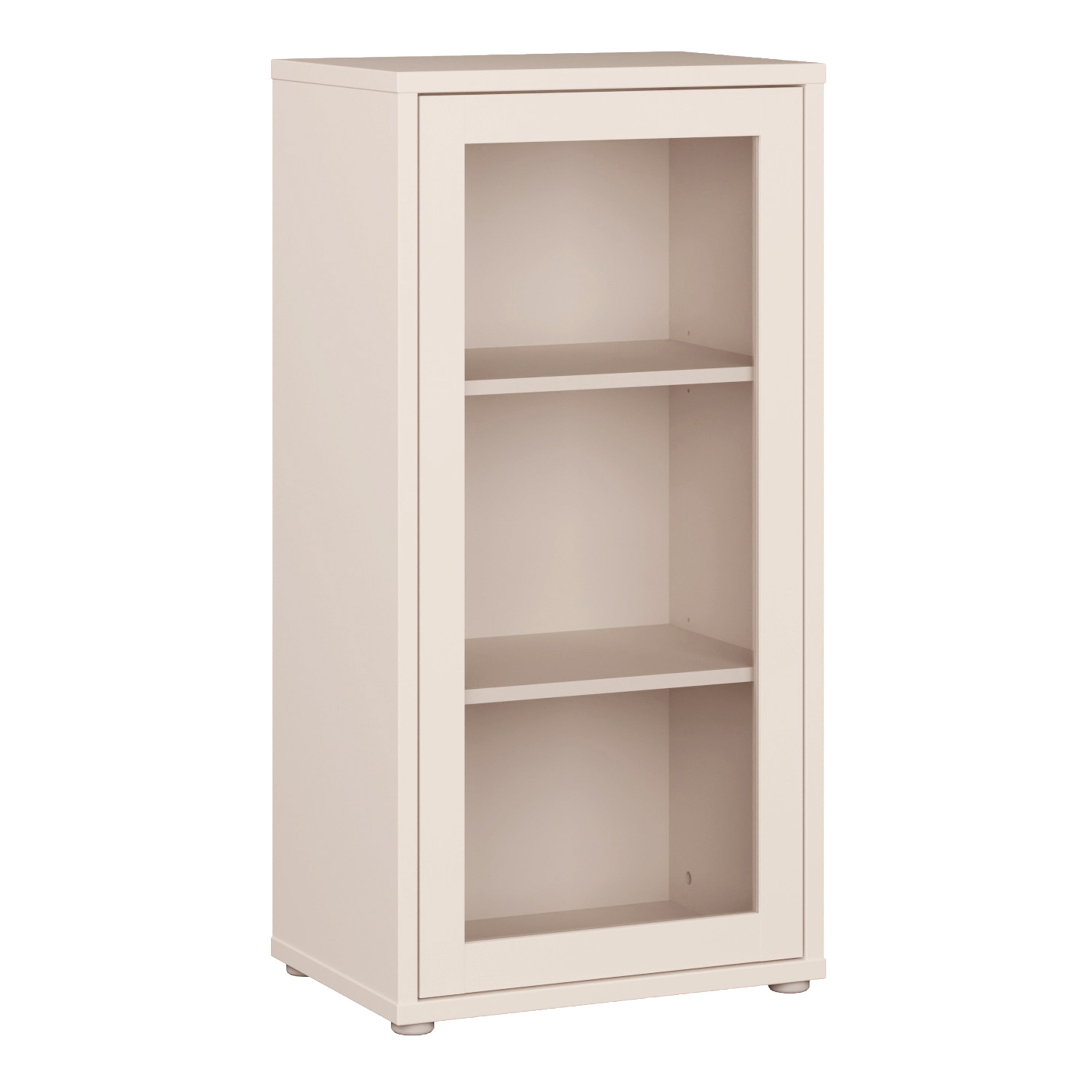 Alice Springs Low Glass Fronted Cabinet with Push-to-Open Door in Sand