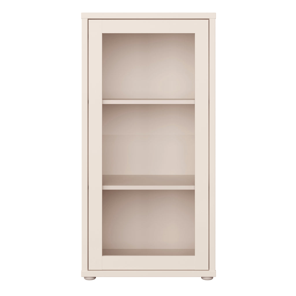 Alice Springs Low Glass Fronted Cabinet with Push-to-Open Door in Sand