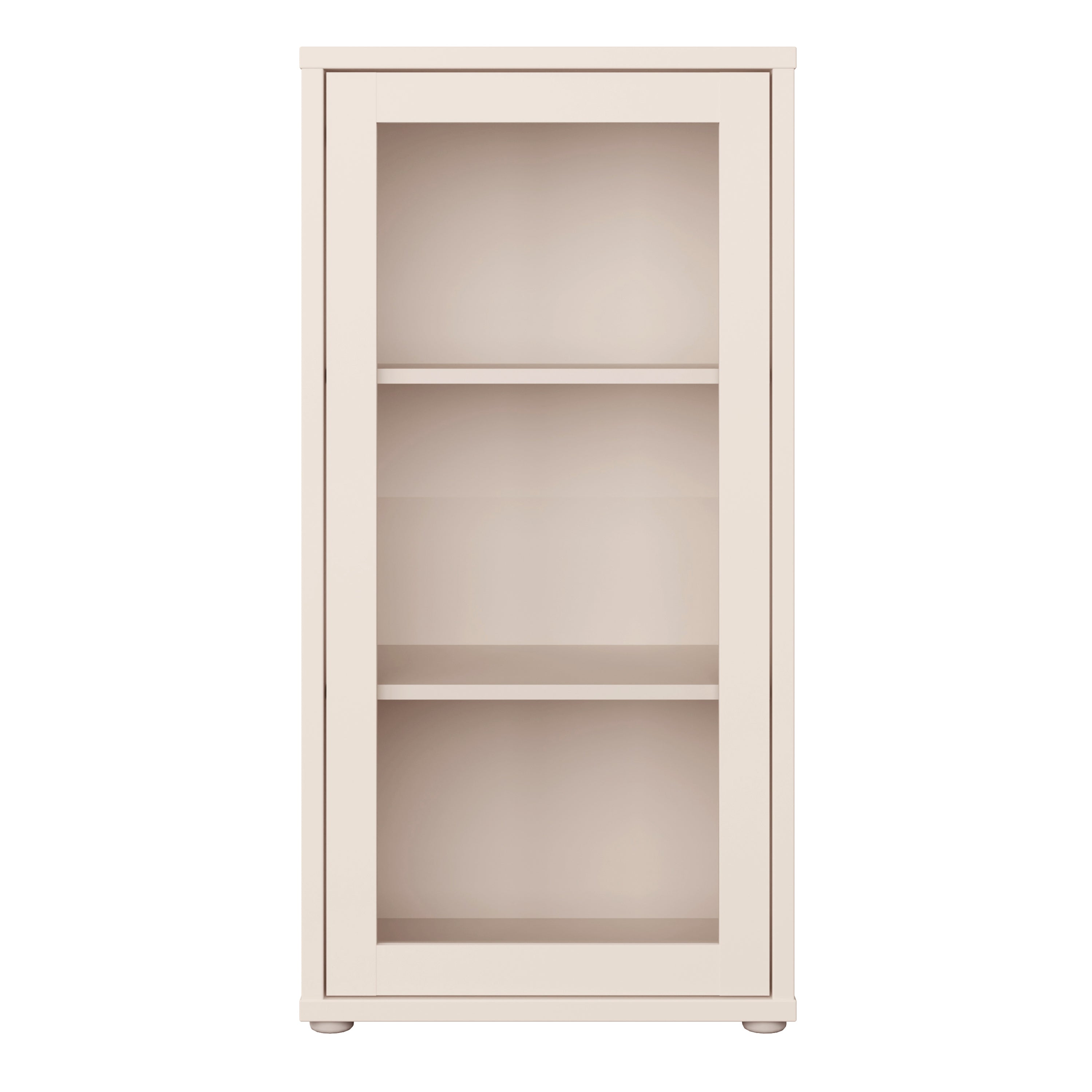 Alice Springs Low Glass Fronted Cabinet with Push-to-Open Door in Sand